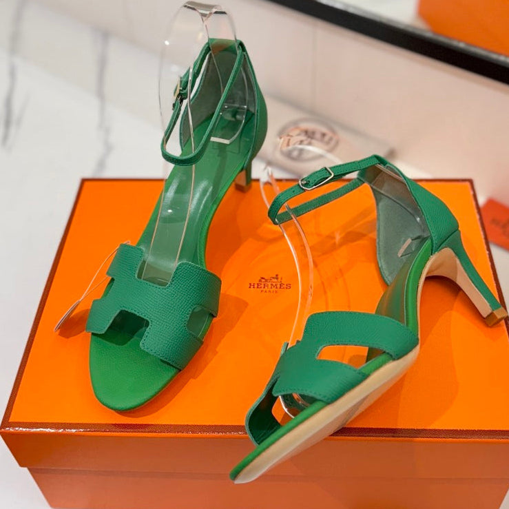 zHERME.S Joy 65Mm Heeled Sandals Green Cowhide 294910