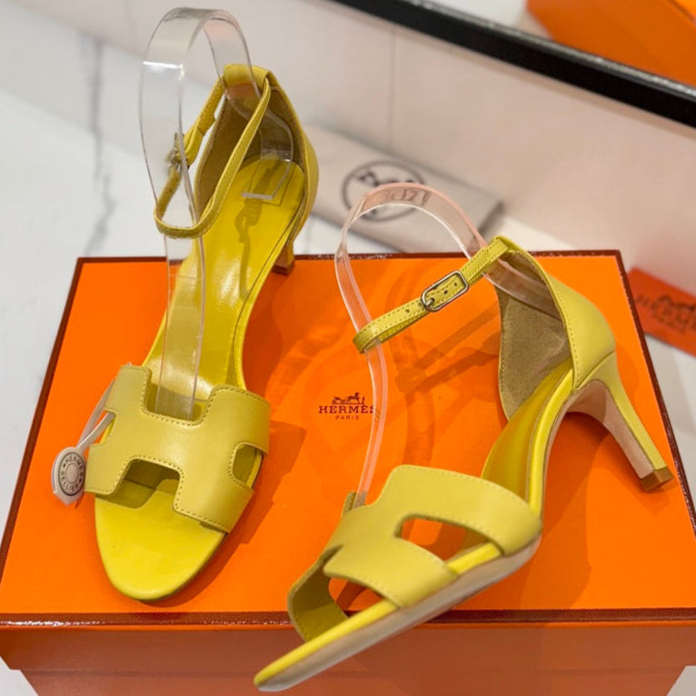 zHERME.S Joy 65Mm Heeled Sandals Yellow Flat Cowhide 294929