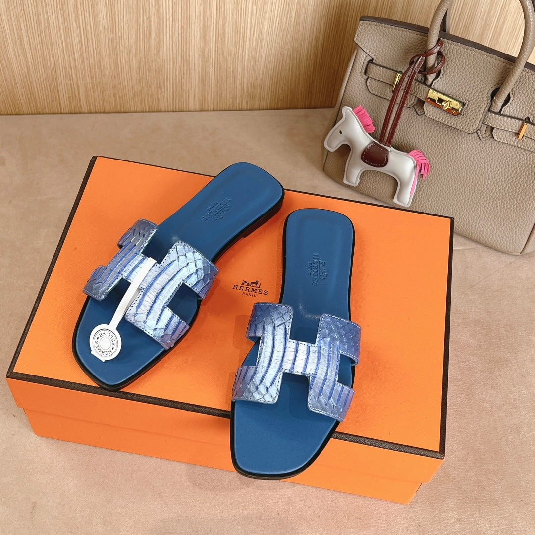 zHERME.S Oran Sandals Blue Calfskin 312780