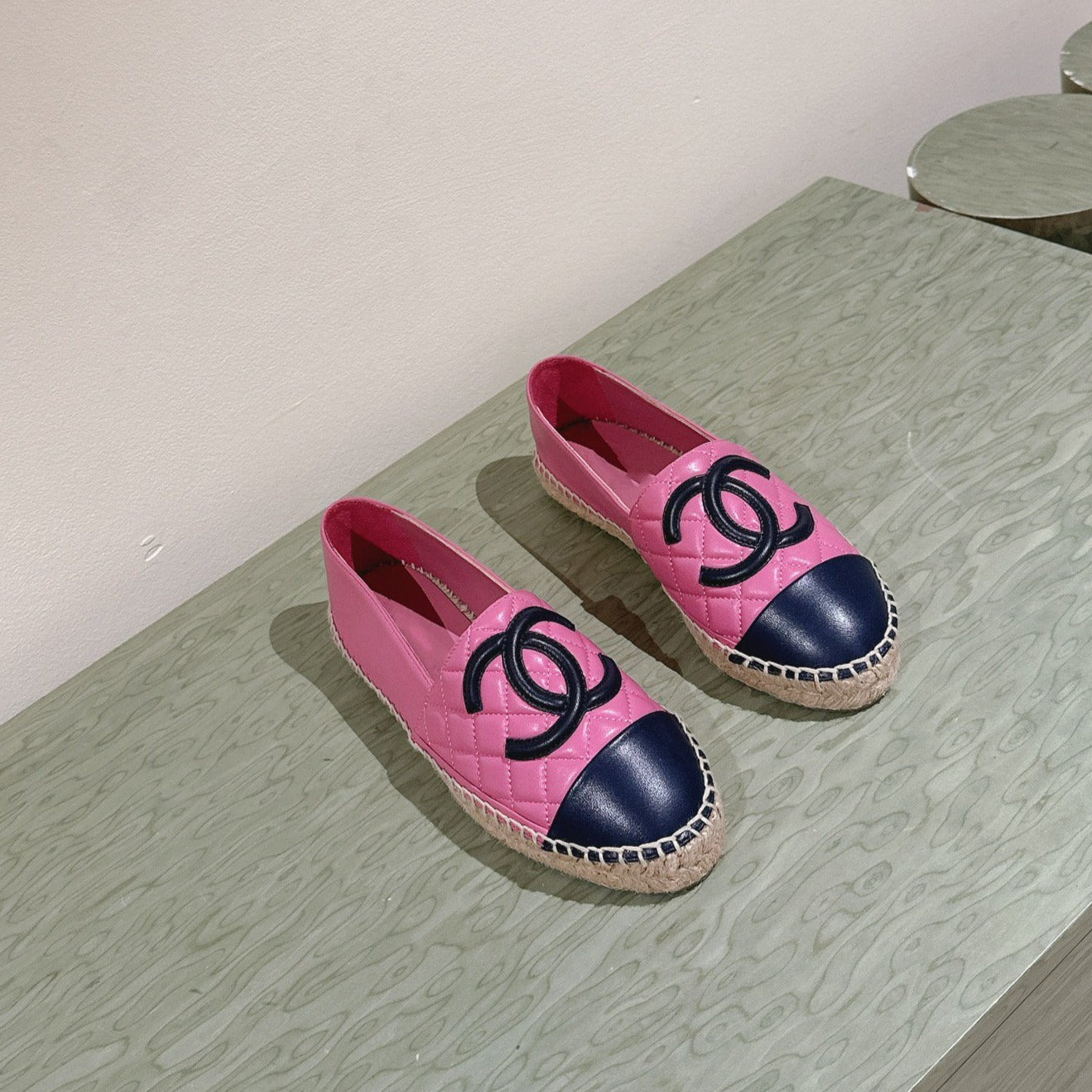 zCHANE.L Espadrilles Pink Black Quilted Calfskin