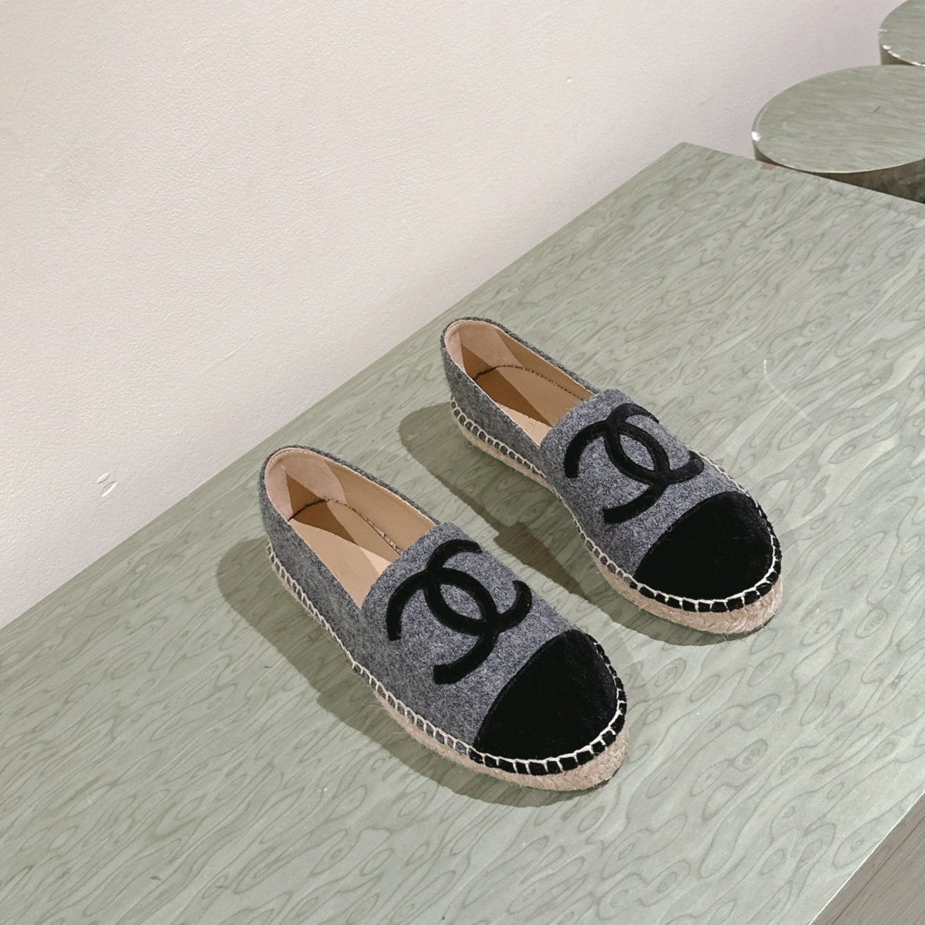 zCHANE.L Espadrilles Dark Grey Cotton Tweed Black Suede