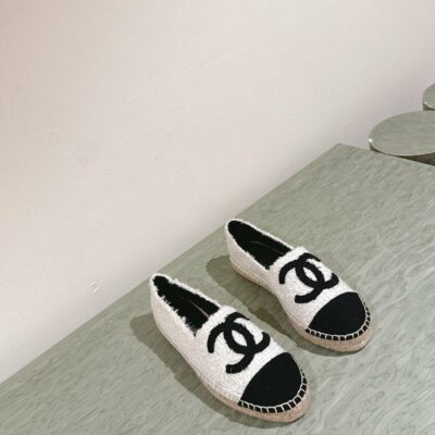 zCHANE.L Espadrilles White Tweed Black Canvas