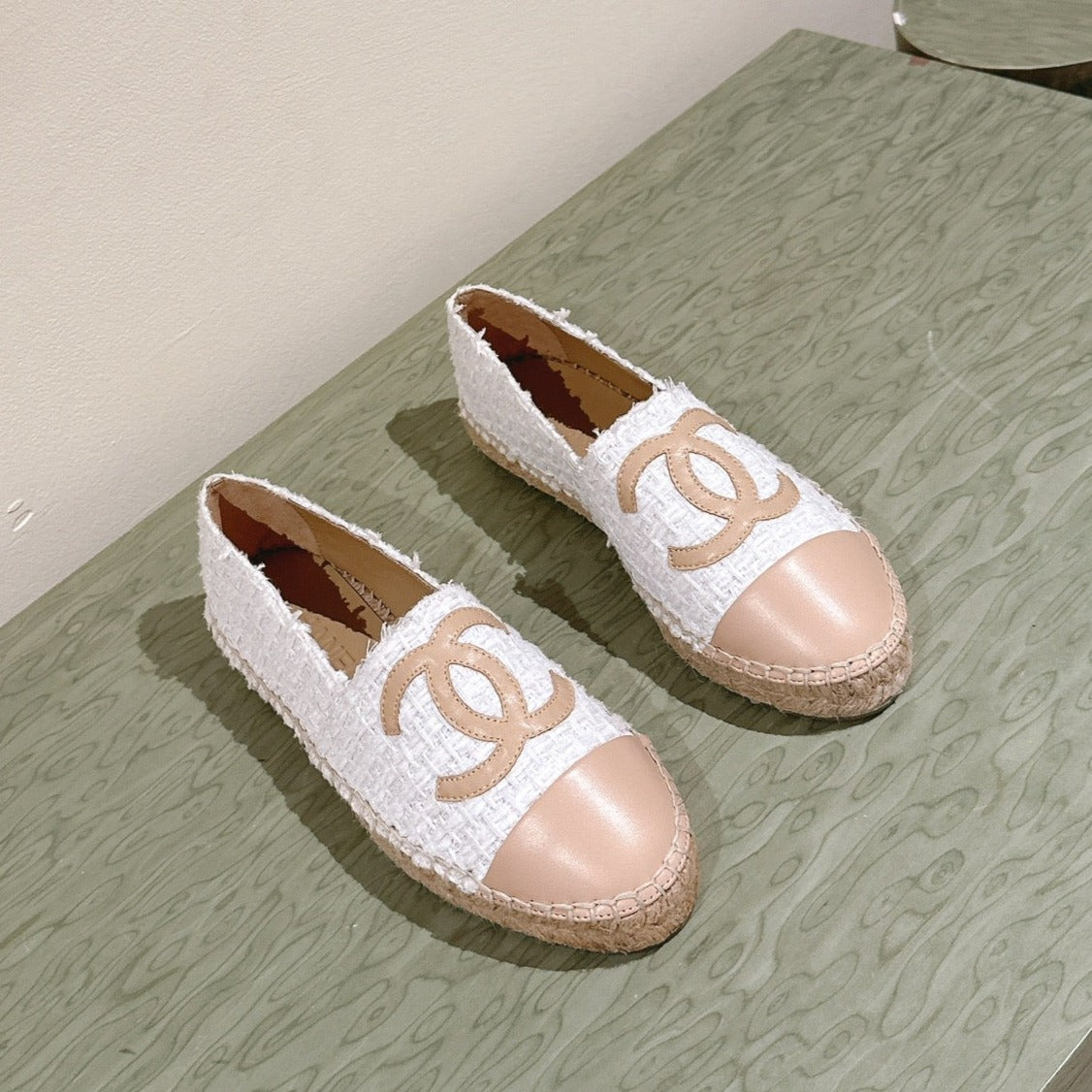 zCHANE.L Espadrilles Grey Tweed Beige Calfskin