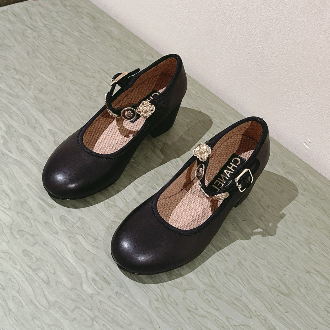 zCHANE.L Cc High Mary Jane Black Lambskin