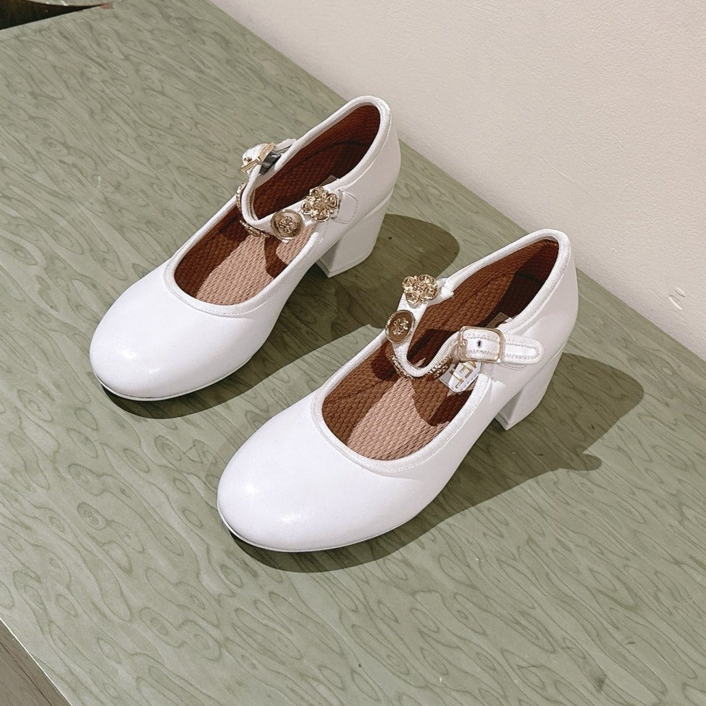 zCHANE.L Cc High Mary Jane White Lambskin