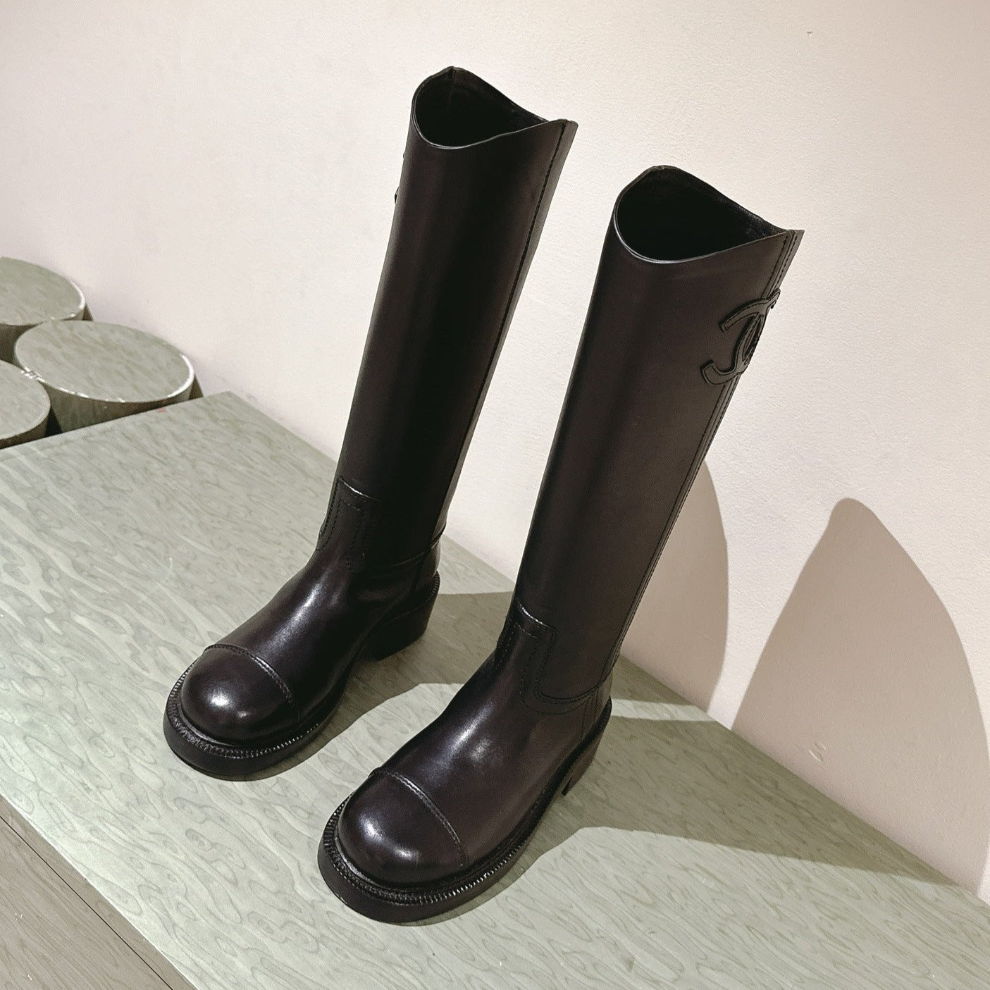 zCHANE.L Cc High Boots Black Calfskin 768996