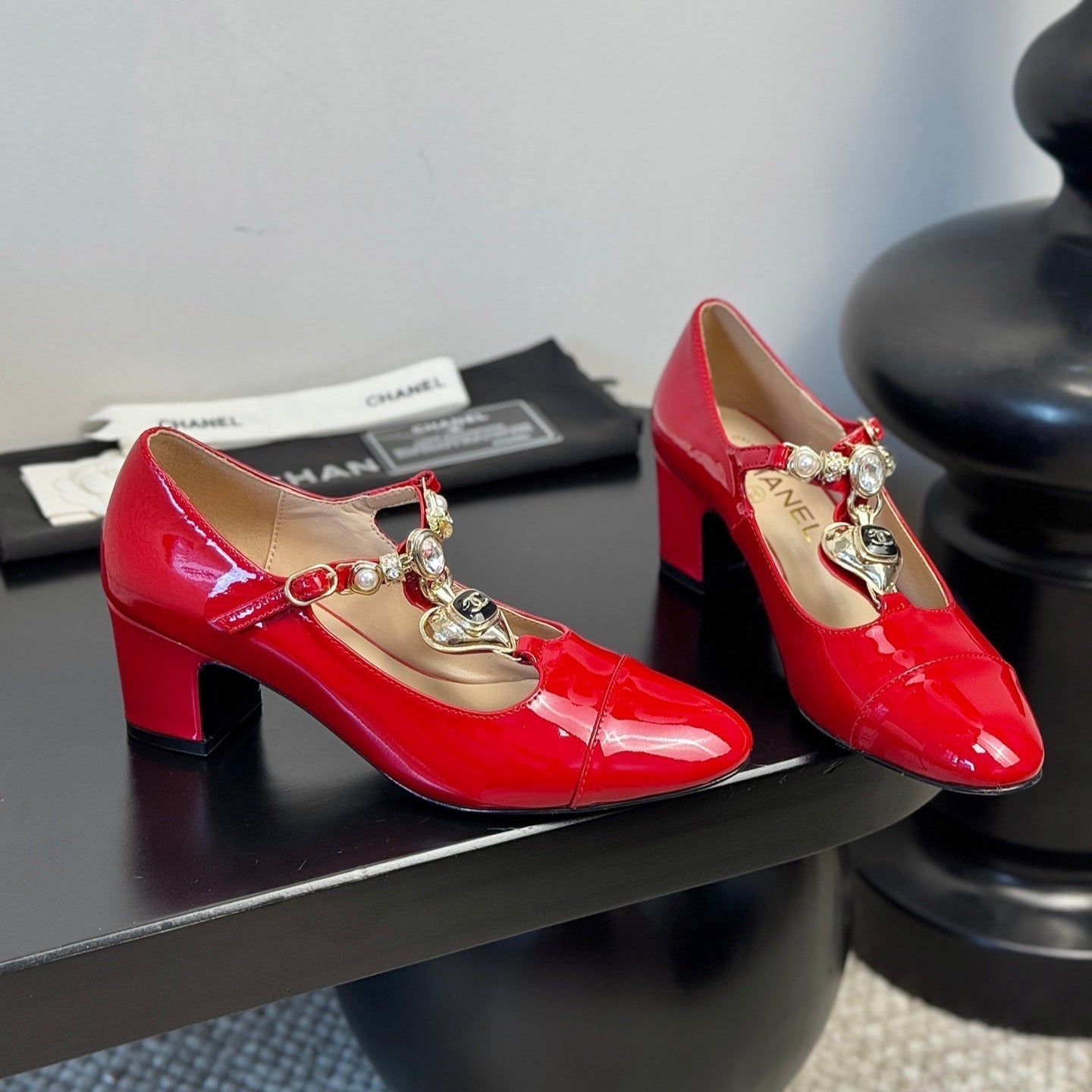 zCHANE.L Cc 25 Marry Jane Red Glossy Lambskin 329765
