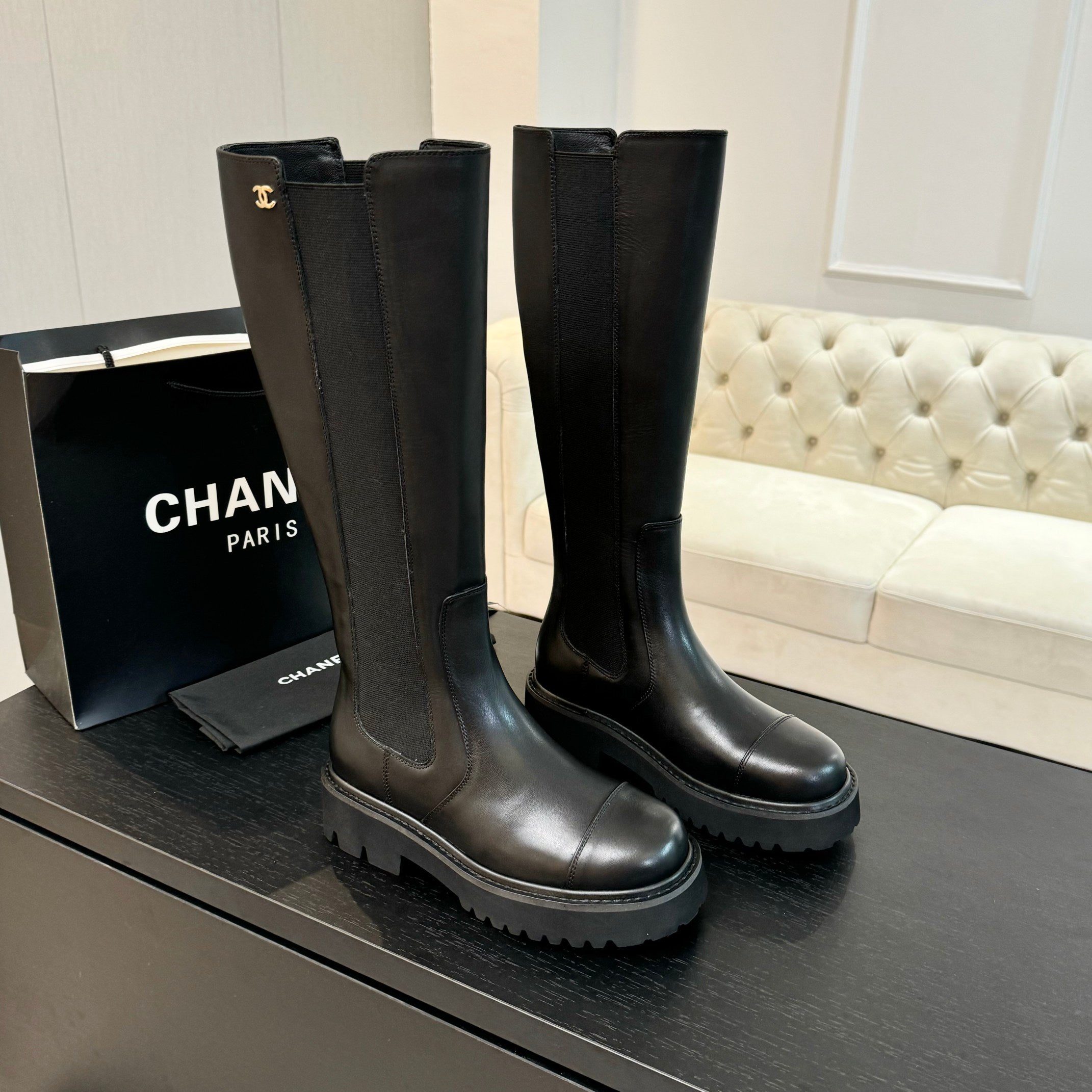 zCHANE.L Cc Chelsea High Boots Black Cowhide