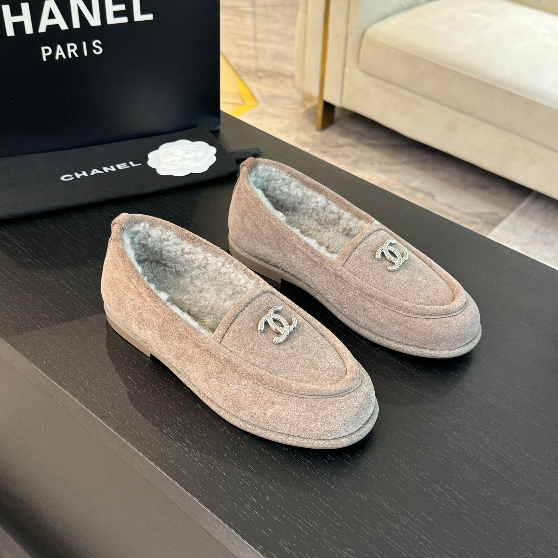 zCHANE.L Moccasins Grey Suede And Wool