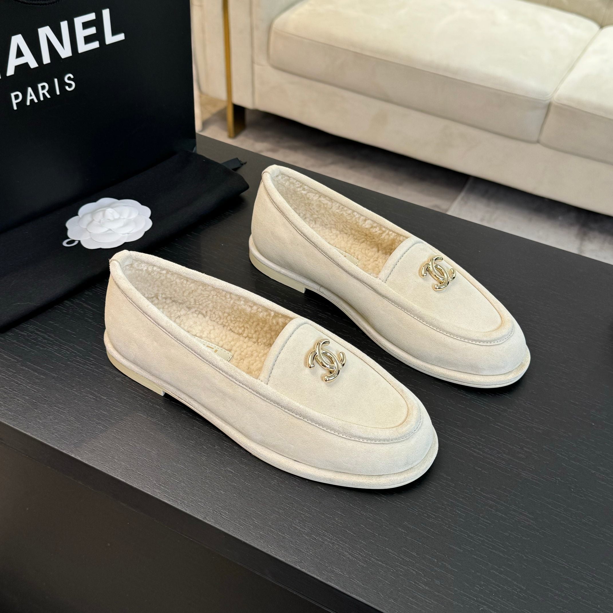 zCHANE.L Moccasins White Suede And Wool