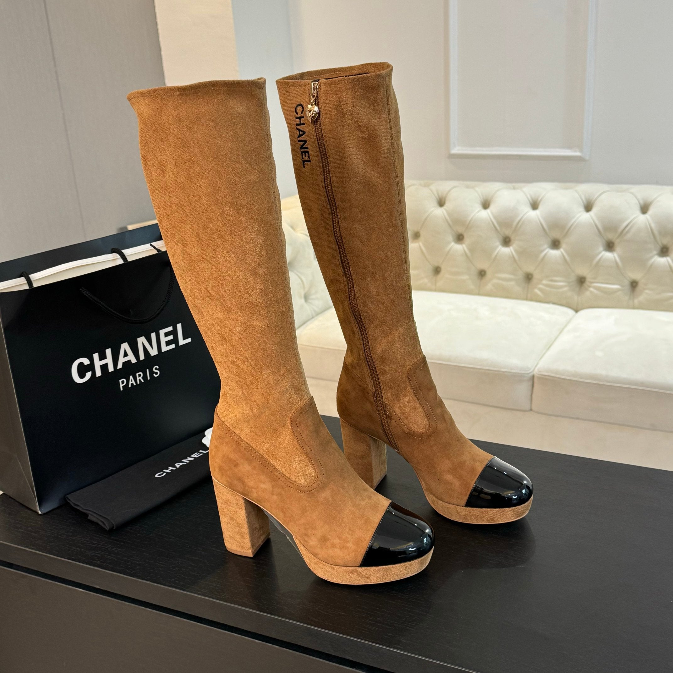 zCHANE.L Cc High Boots 80Mm Yellow Orange Suede