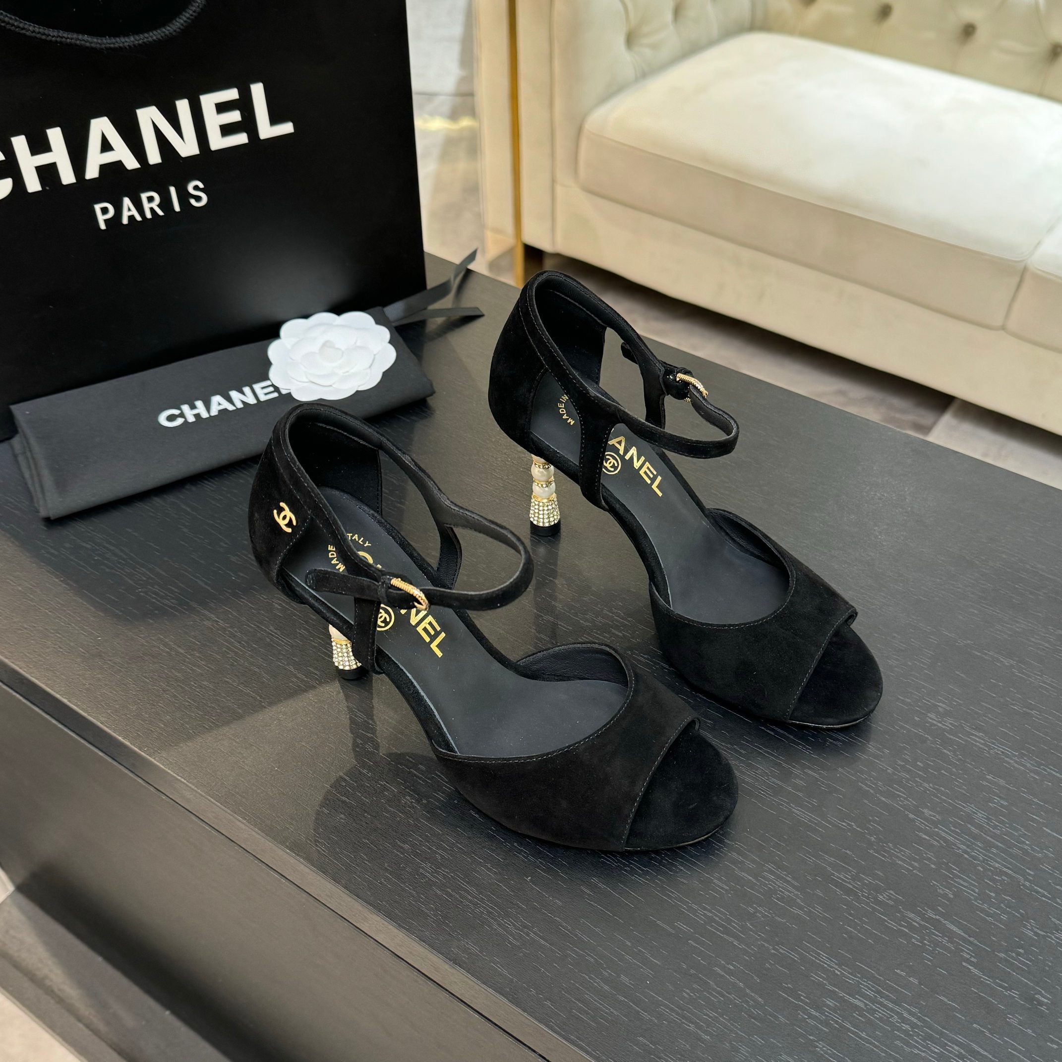 zCHANE.L Cc 25S Sandal Heel 85Mm Black Suede