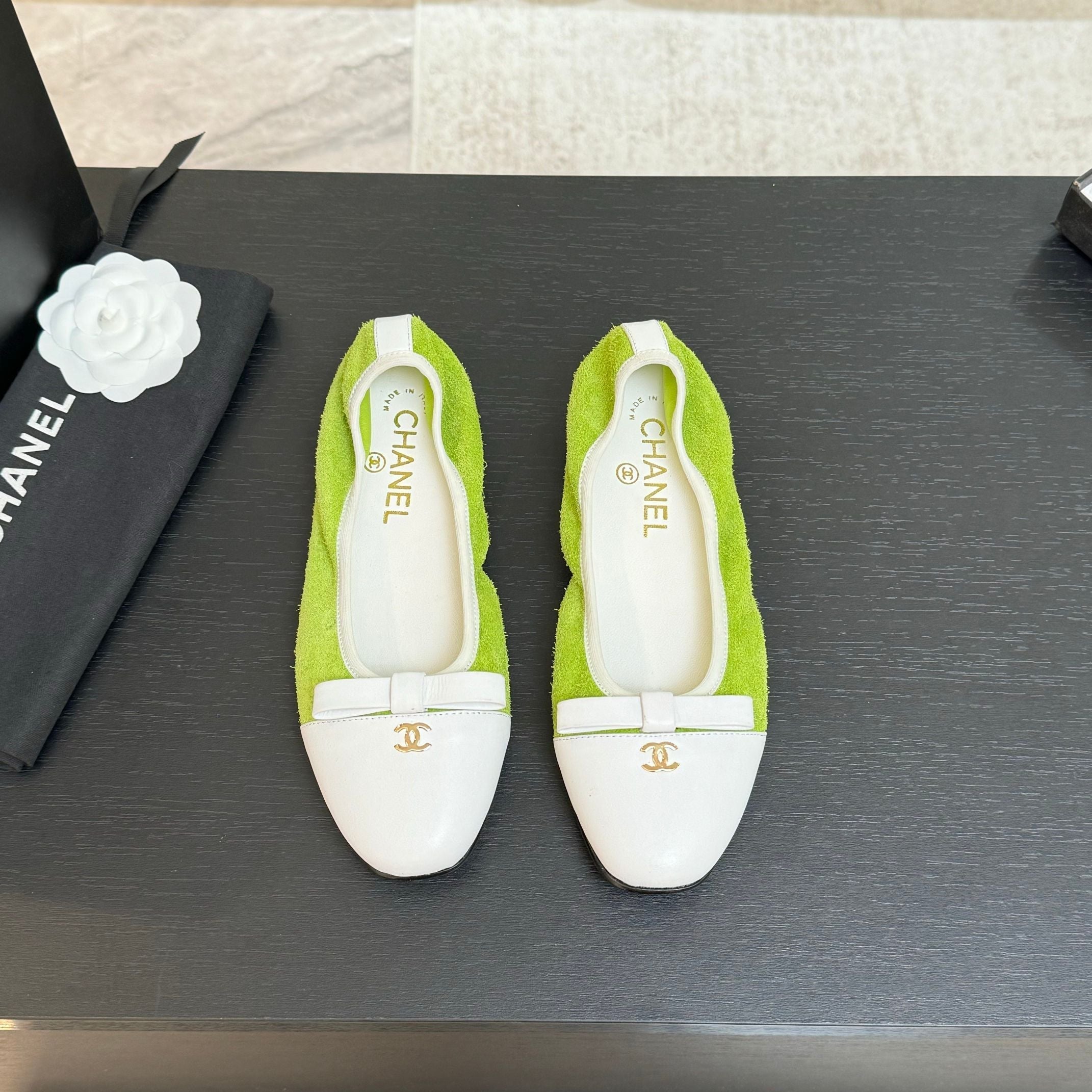 zCHANE.L Ballet Flats Green Cowhide 313472