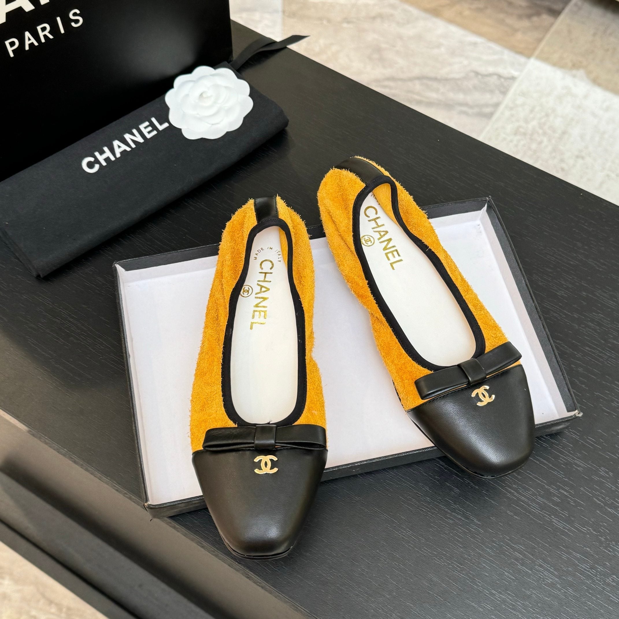 zCHANE.L Ballet Flats Yellow Cowhide 313474