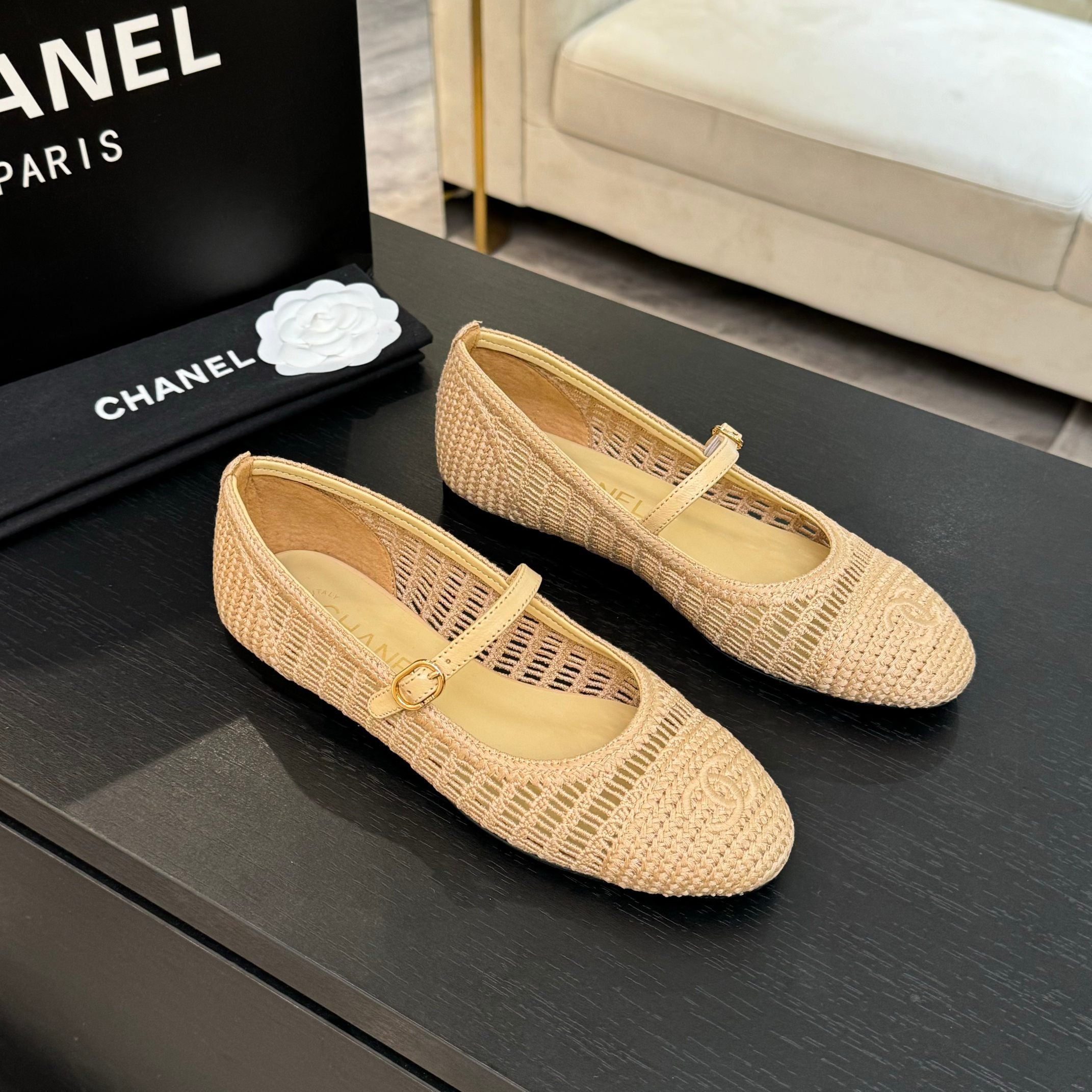 zCHANE.L 25P Mary Jane 15Mm Beige Raffia 373785