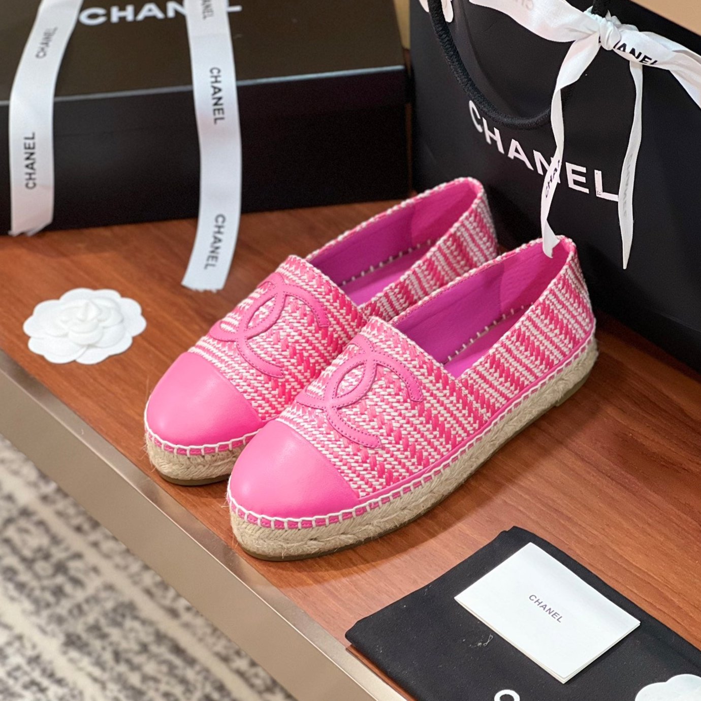 zCHANE.L Espadrilles Beige Pink Woolen Cloth Pink Lambskin