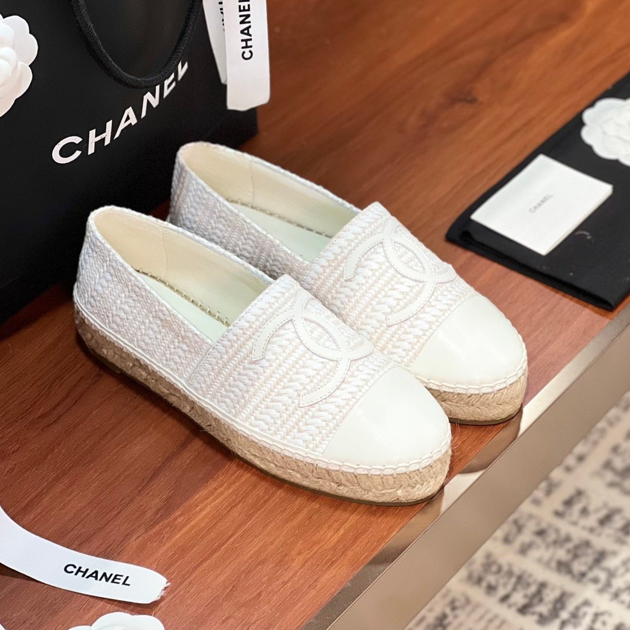 zCHANE.L Espadrilles White Woolen Cloth White Lambskin