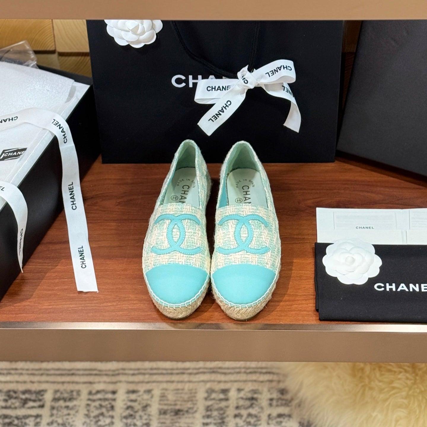 zCHANE.L 25 Espadrilles Logo Blue Fabric Sheepskin 310159