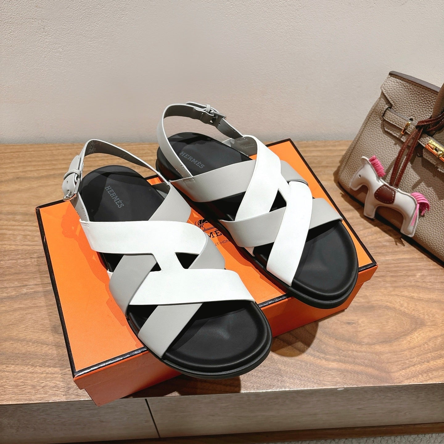 zHERME.S 25 Heracles Sandal White Grey Calfskin
