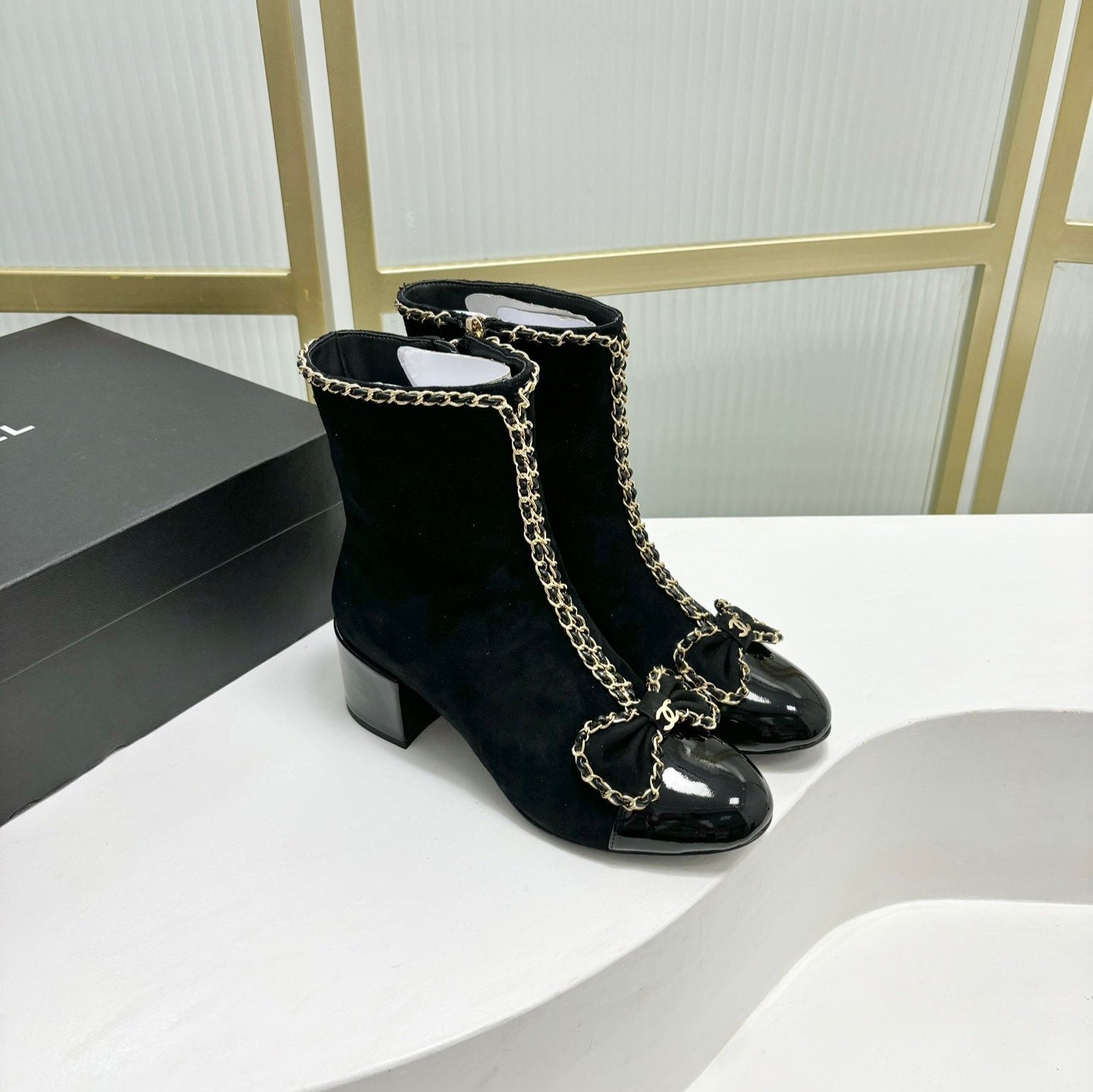 zCHANE.L Cc Ankle Boot 65 Black Suede Leather Strap