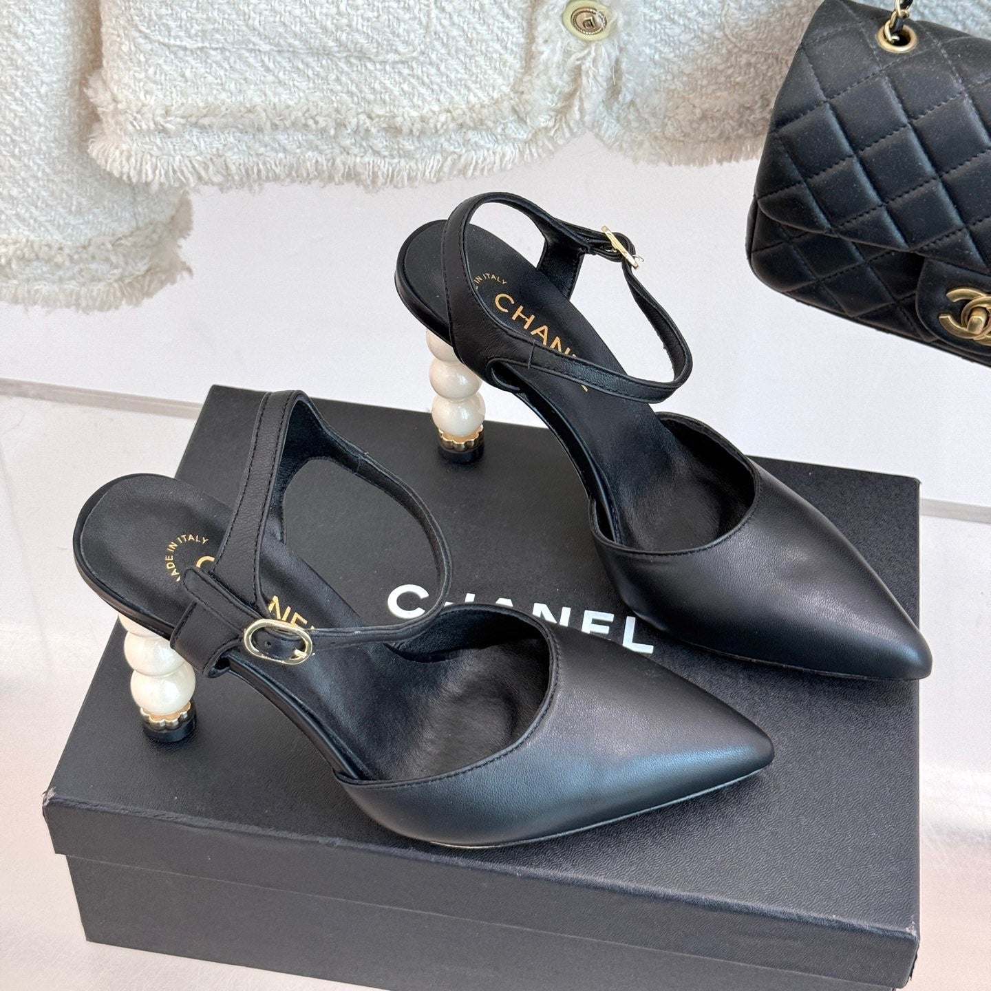 zCHANE.L Cc 25 Slingback Black Lambskin 308653