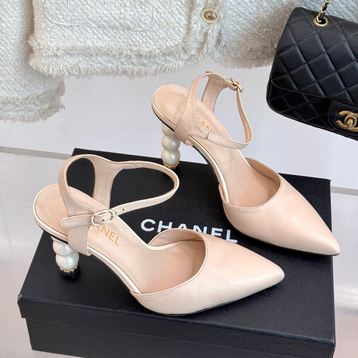 zCHANE.L Cc 25 Slingback Pink Nude Lambskin 308652
