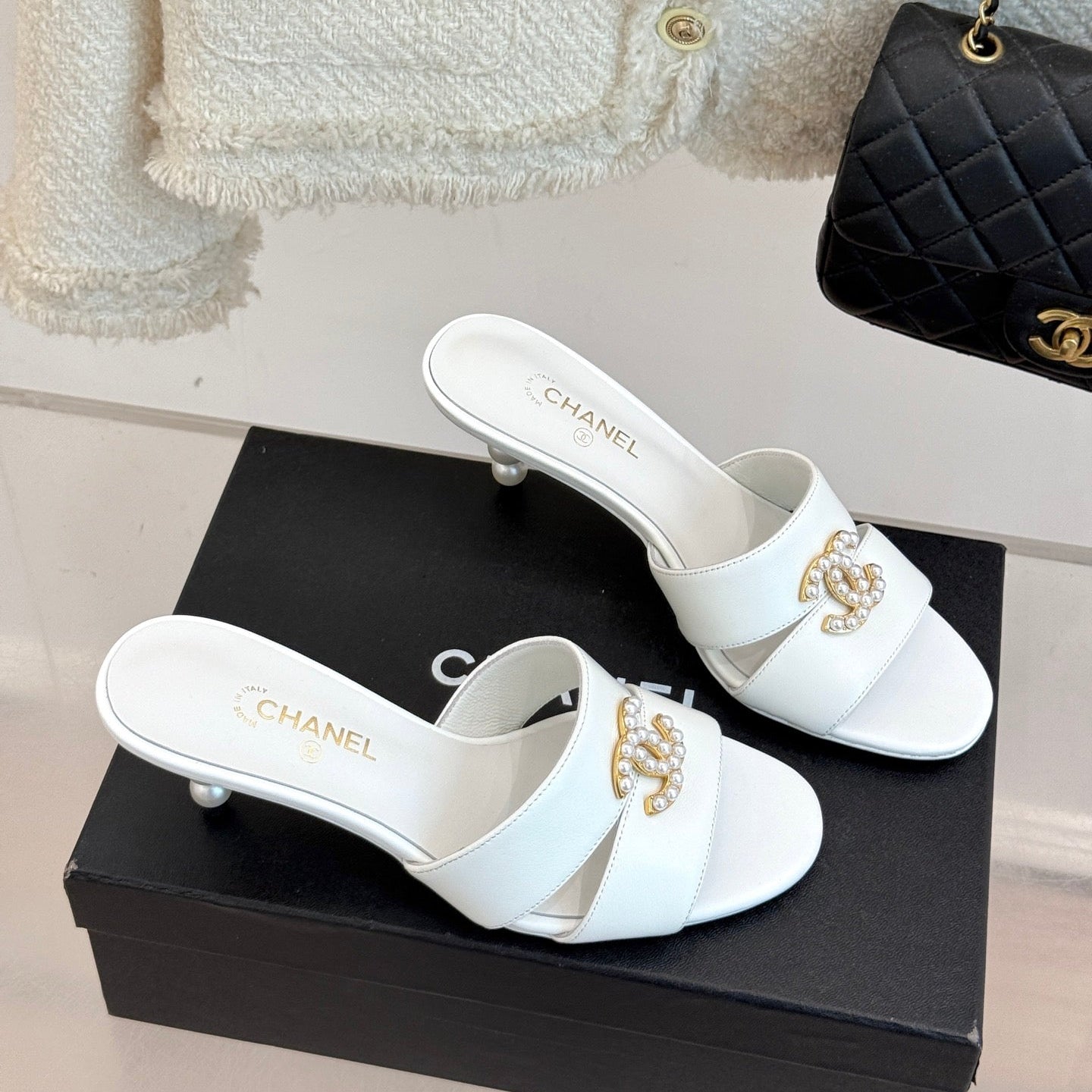 zCHANE.L 25 Mules White Silk Lambskin 308778