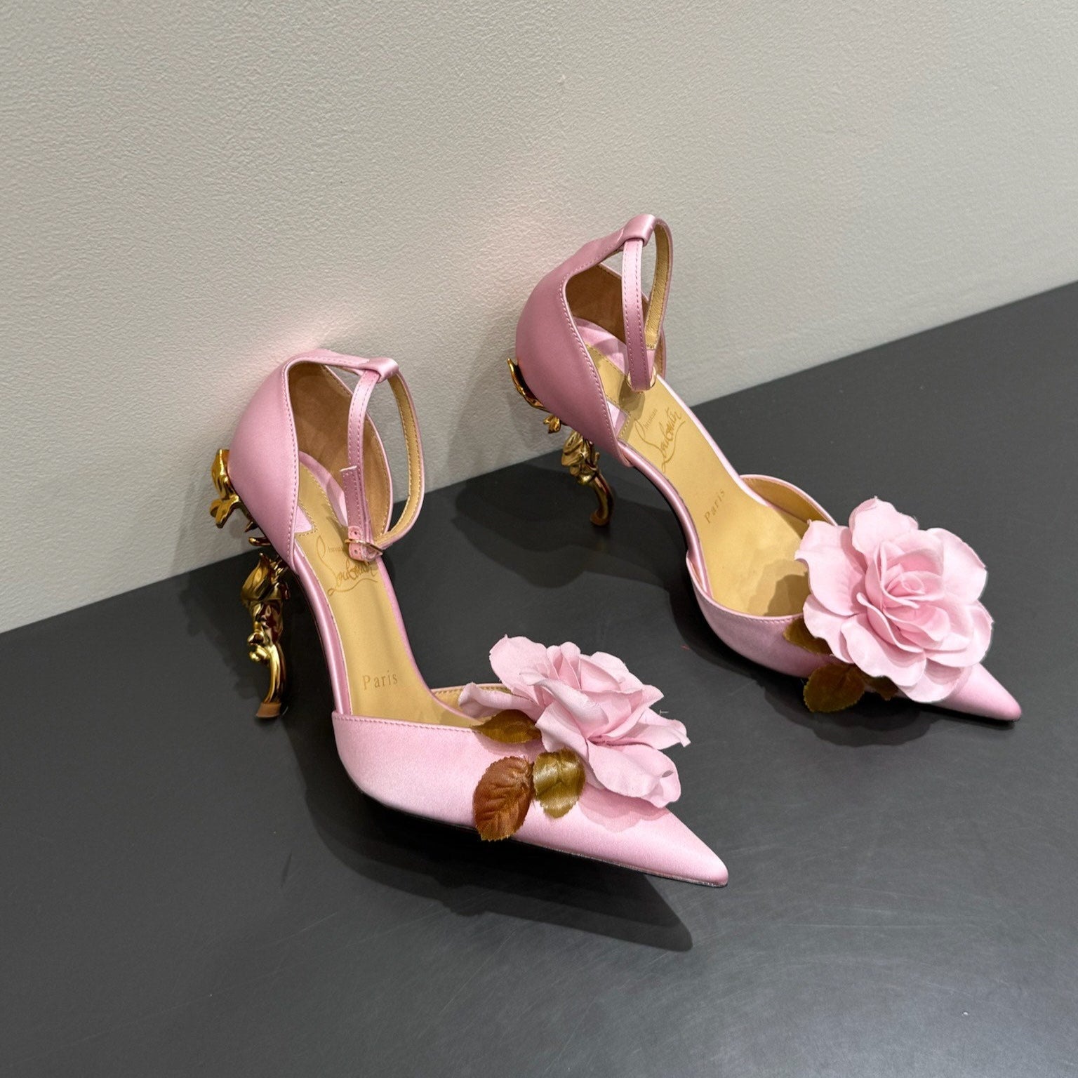 zCHANE.L Cc 25 Flower Rose Pumps Pink Silk 337168