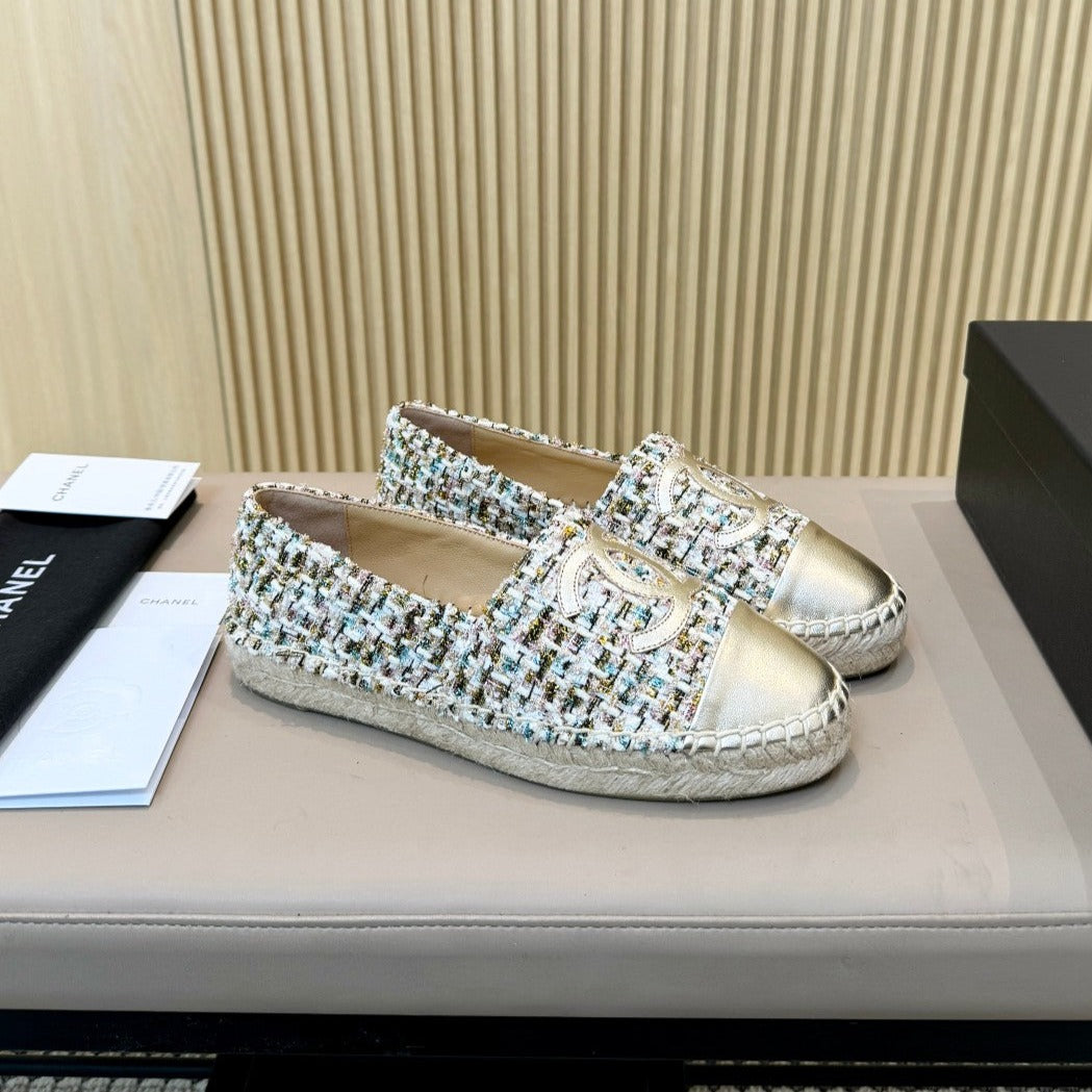 zCHANE.L Espadrilles Multicolor Tweed Gold Metalic Calfskin