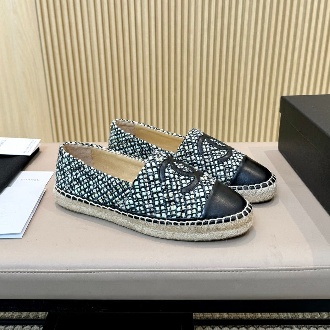 zCHANE.L Espadrilles Black Tweed Cloth Calfskin
