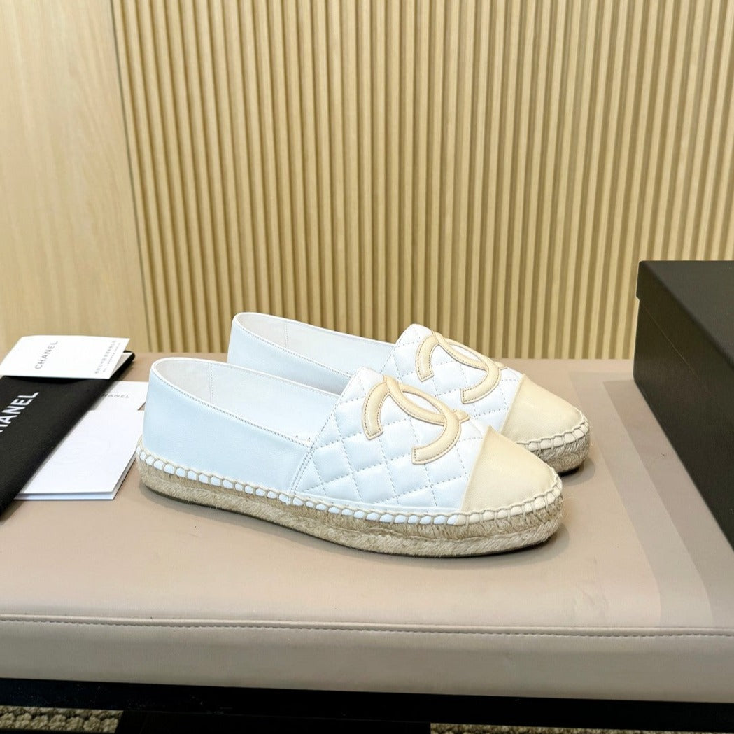 zCHANE.L cc espadrilles white beige quilted caflskin