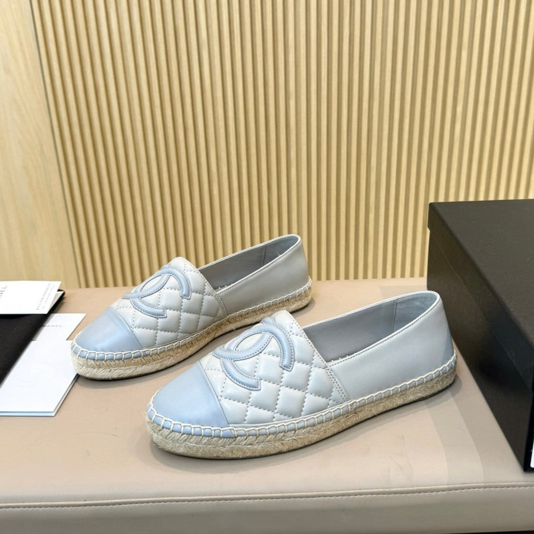 zCHANE.L Espadrilles Grey Cloud Blue Quilted Caflskin