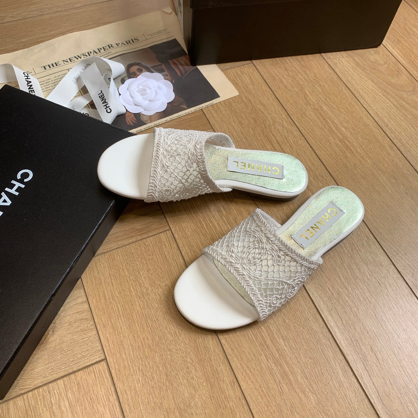 zCHANE.L 25 Slippers White Special Woven 307028