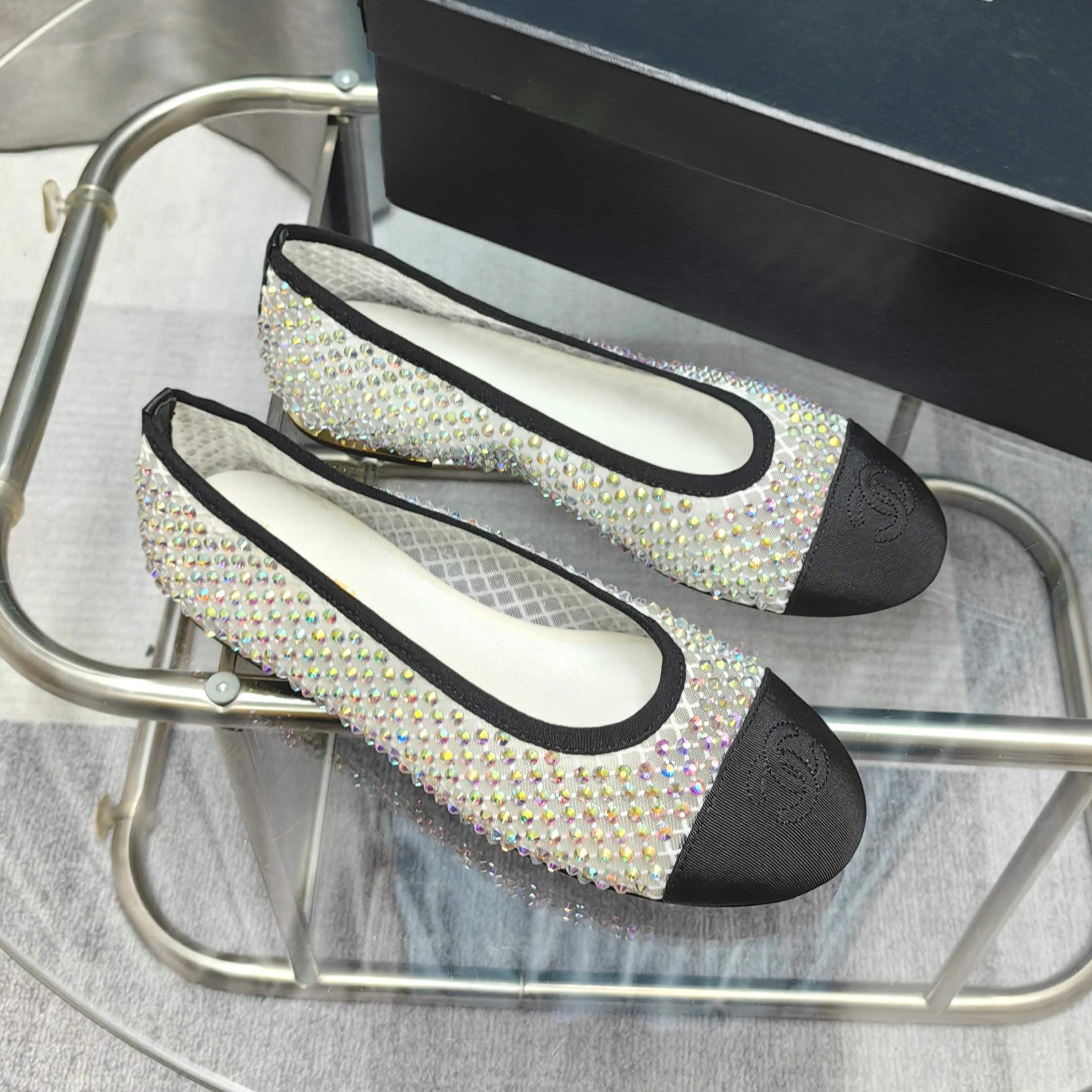 zCHANE.L 25P Ballet Flat White Mesh Fabric