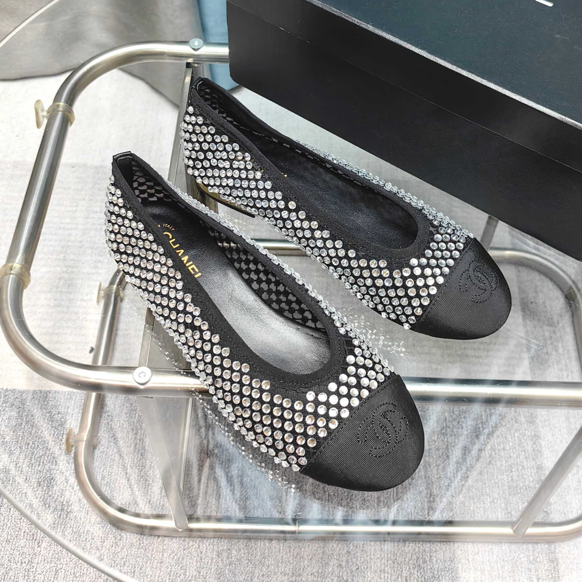 zCHANE.L 25P Ballet Flat Black Mesh Fabric