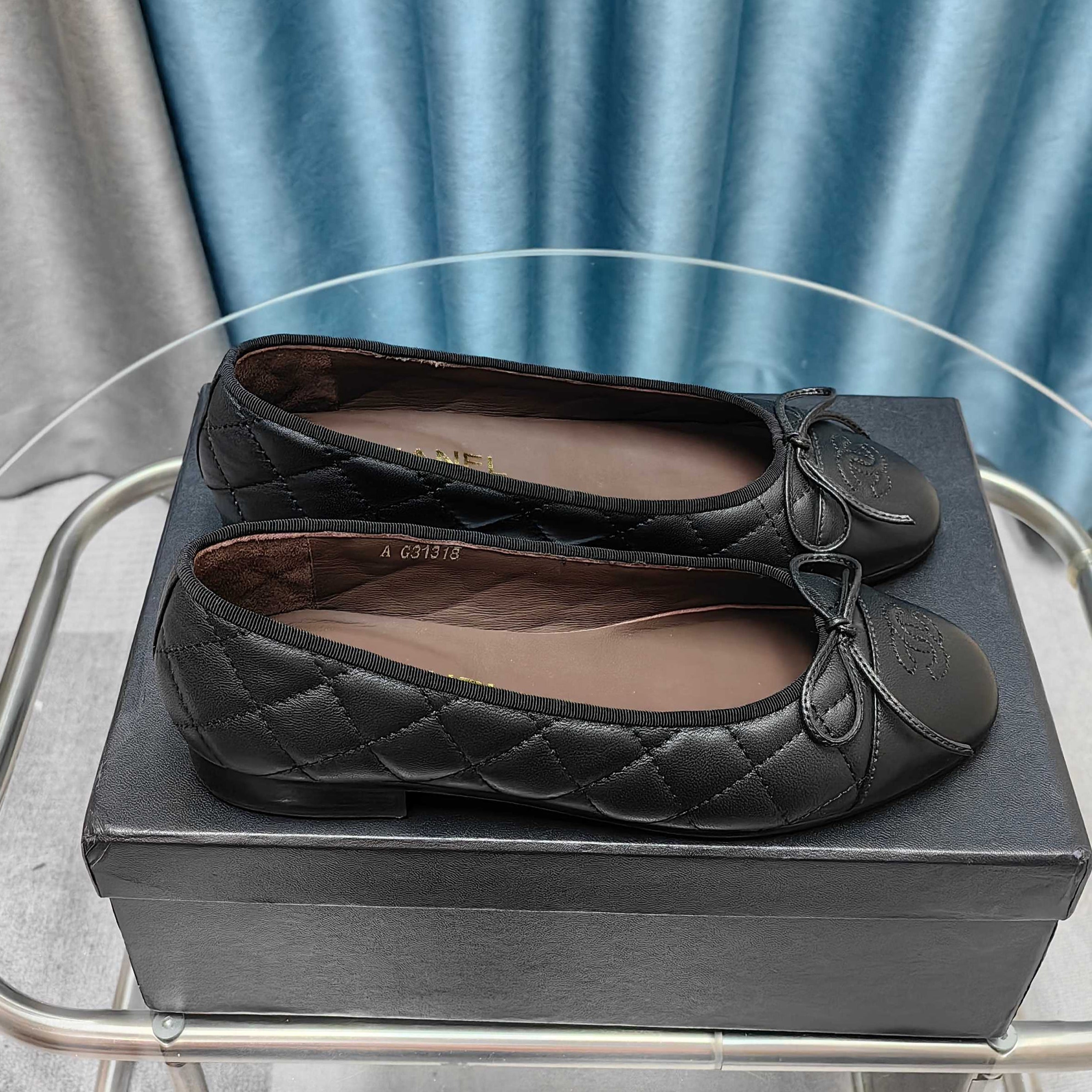zCHANE.L 25P Ballet Flat Black Chocolate Calfskin