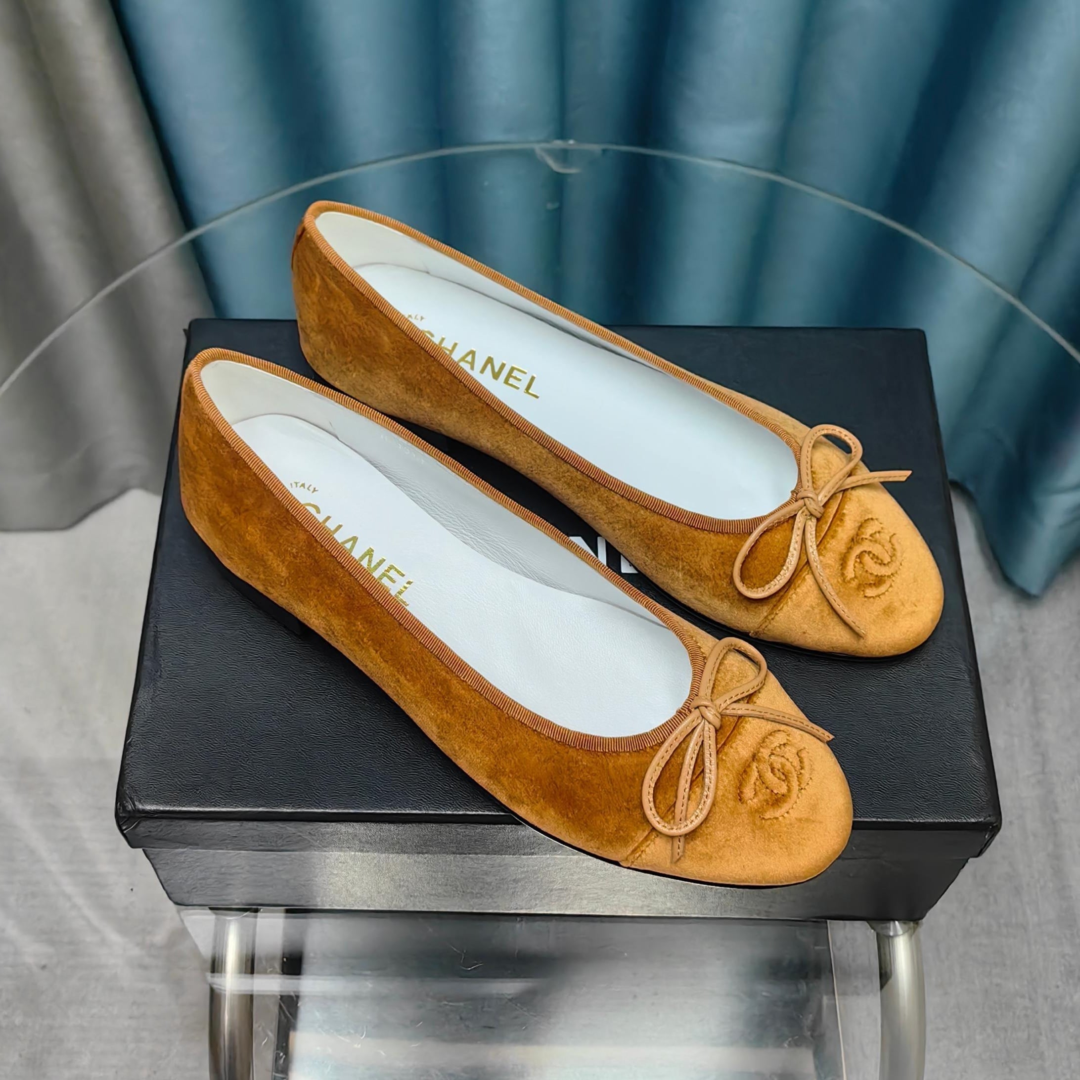 zCHANE.L 25P Ballet Flat Brown Velvet