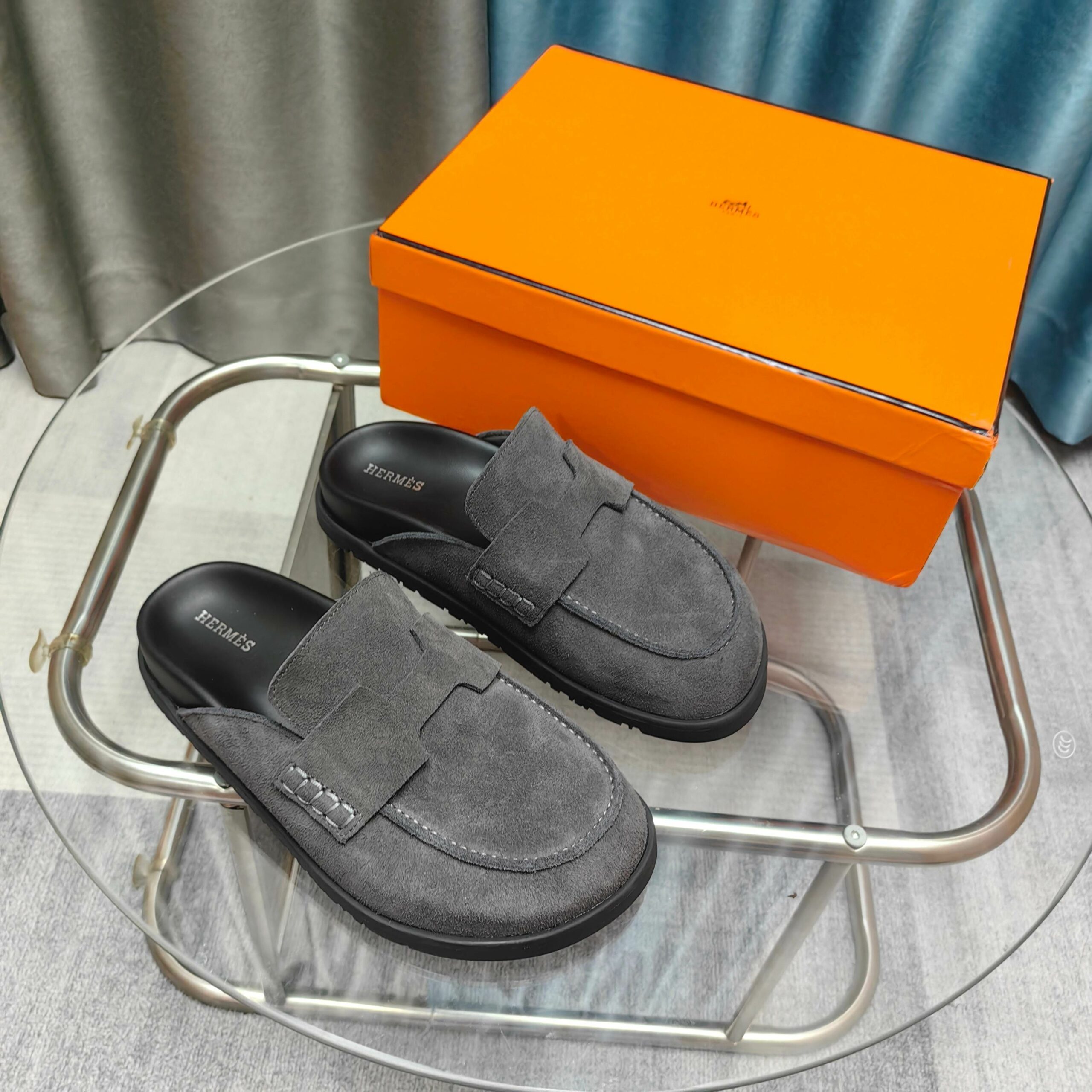 zHERME.S 25 Go Mule Dark Grey Suede 369350