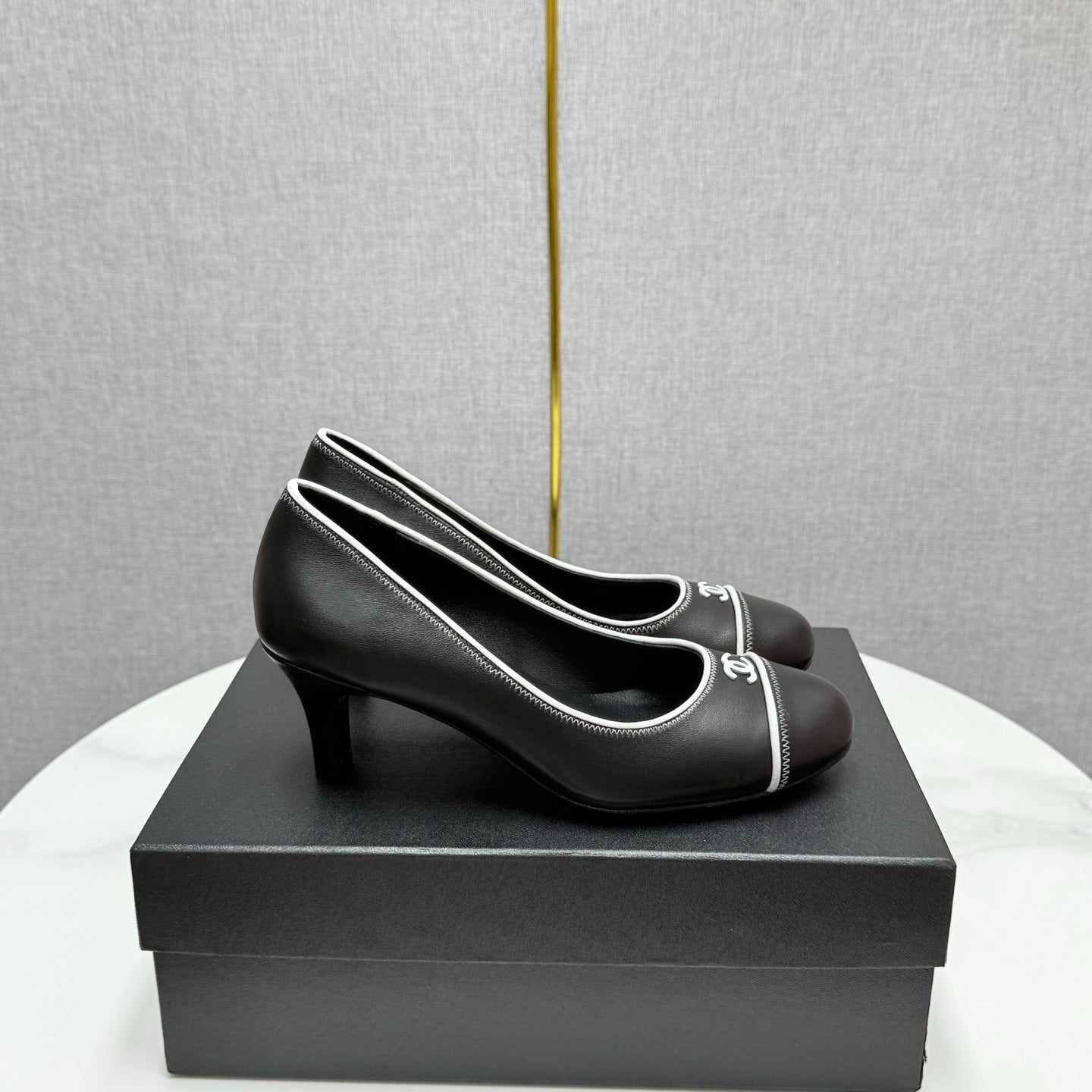 zCHANE.L Cc 25 Pumps 50Mm Black White Sheepskin 368795