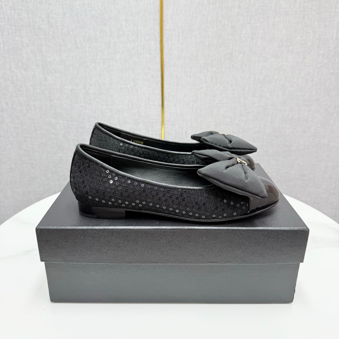 zCHANE.L 25 Bow Ballet Flats Black Canvas And Grosgrain 368808