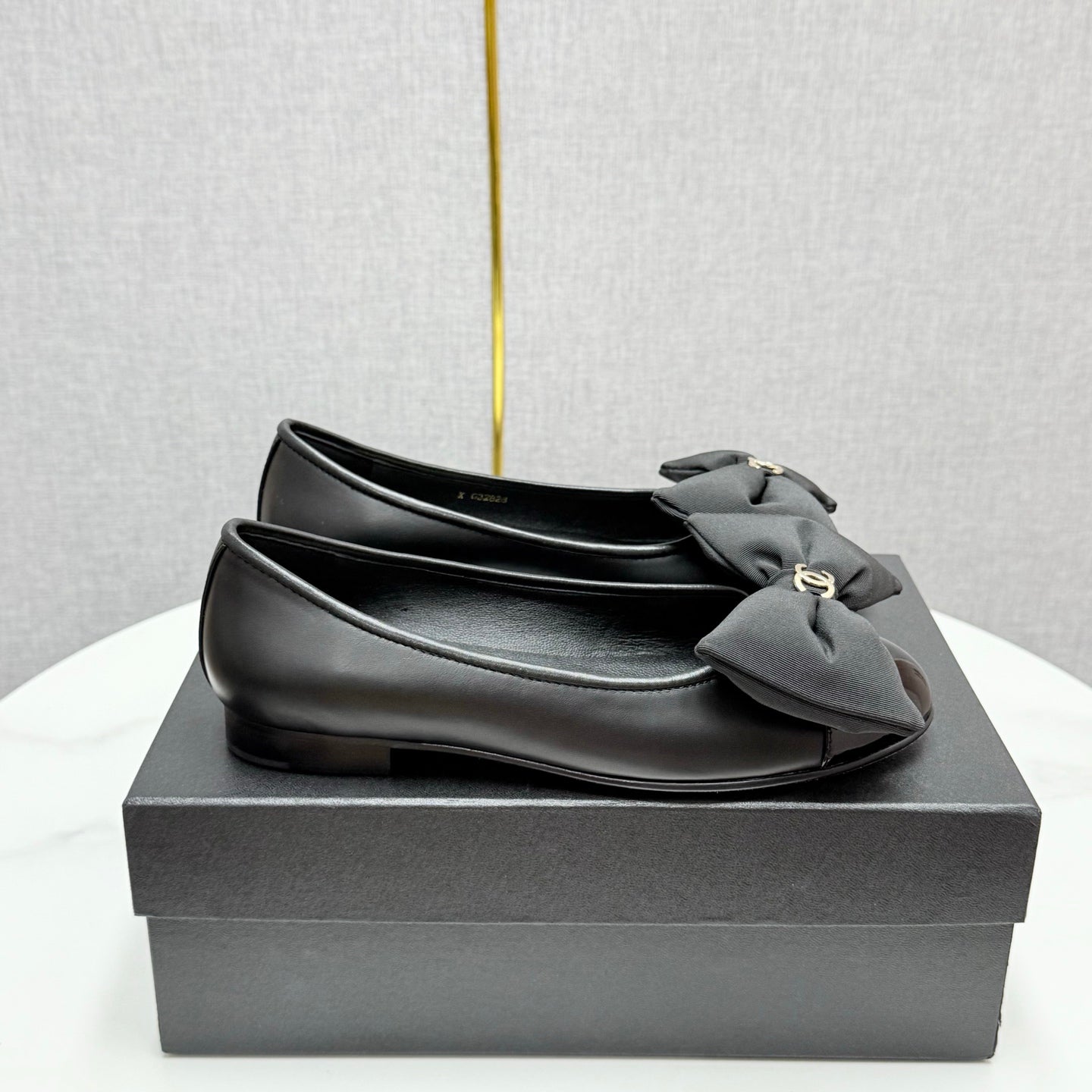 zCHANE.L 25 Bow Ballet Flats Black Sheepskin And Grosgrain 368810