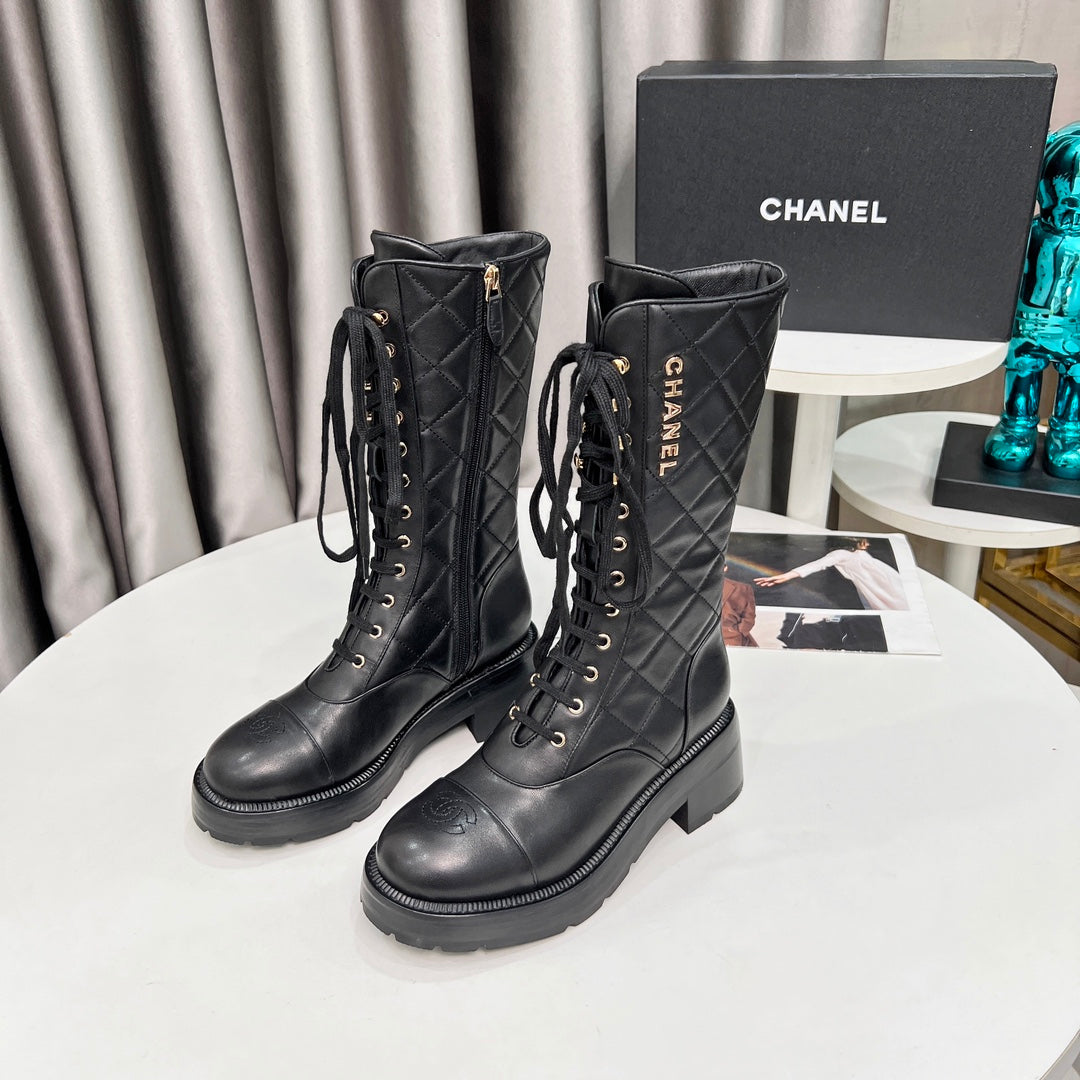 zCHANE.L Cc High Boots 60Mm Black Quilted Lambskin And Cowhide