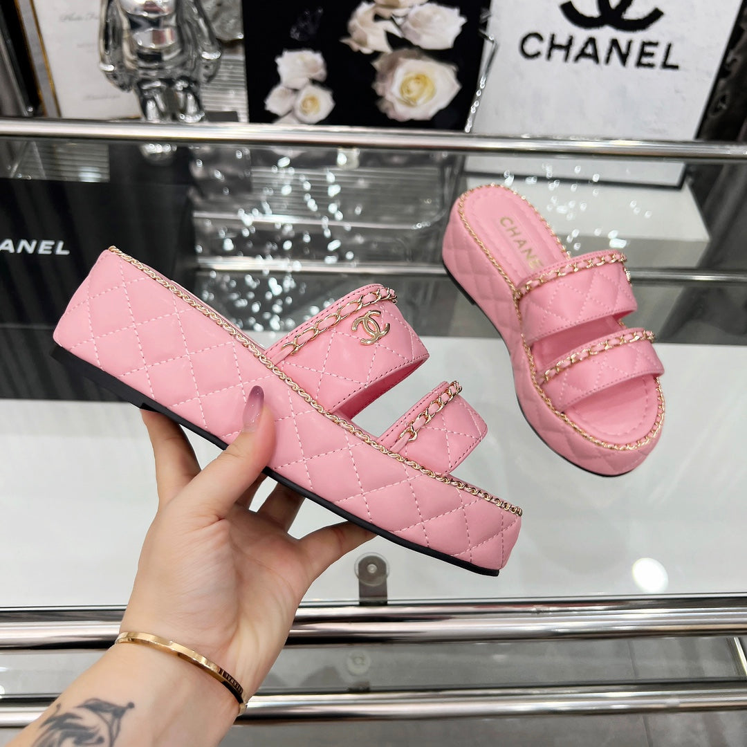 zCHANE.L 25 Slide Leather Chain 6cm Pink Lambskin 338657