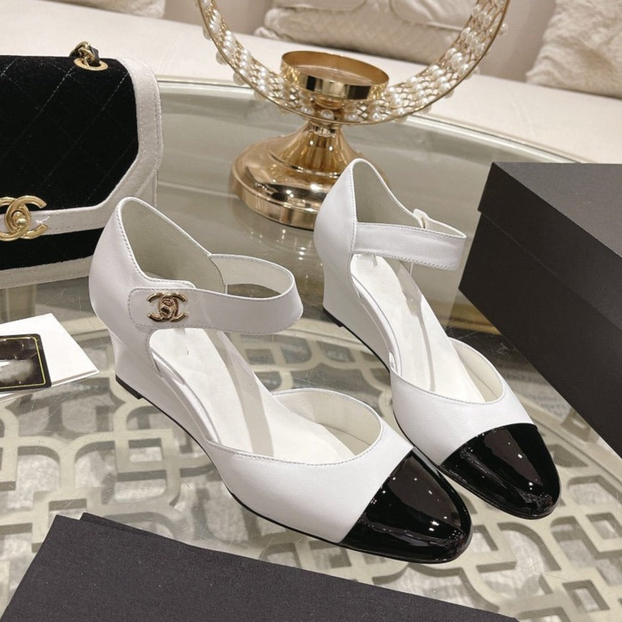 zCHANE.L Ballet 6Cm White Black Wedge Heel