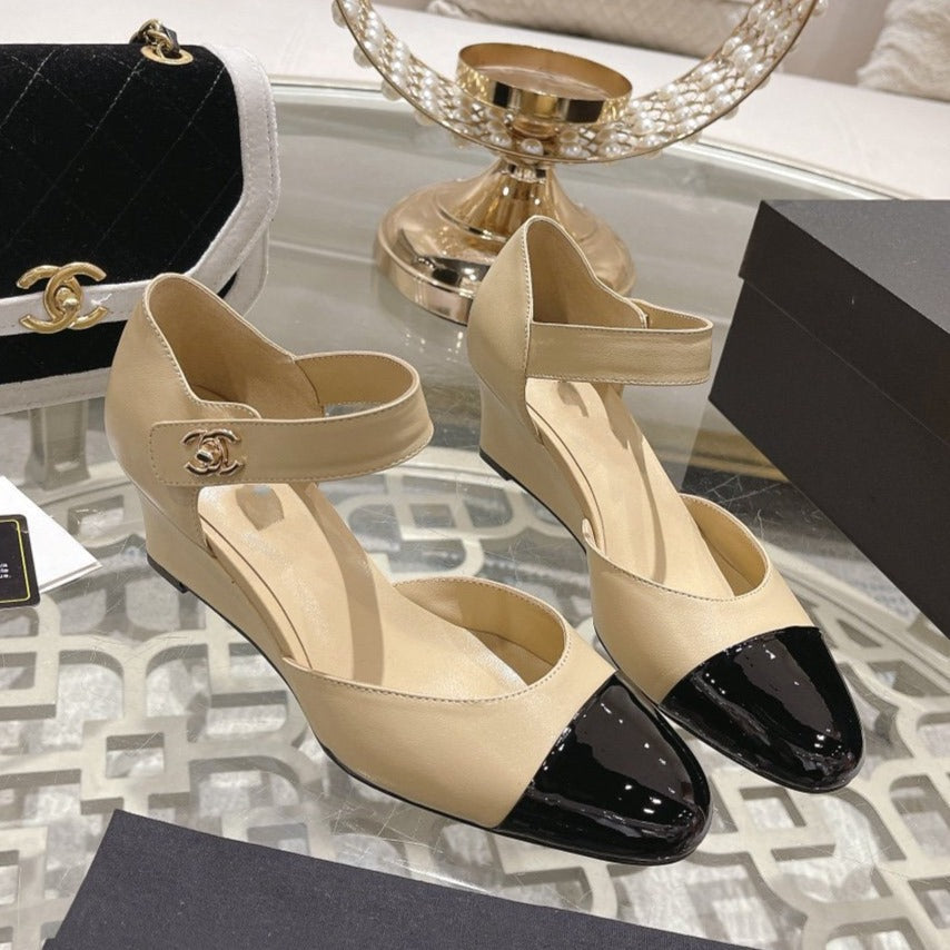 zCHANE.L Ballet 6Cm Beige Black Wedge Heel
