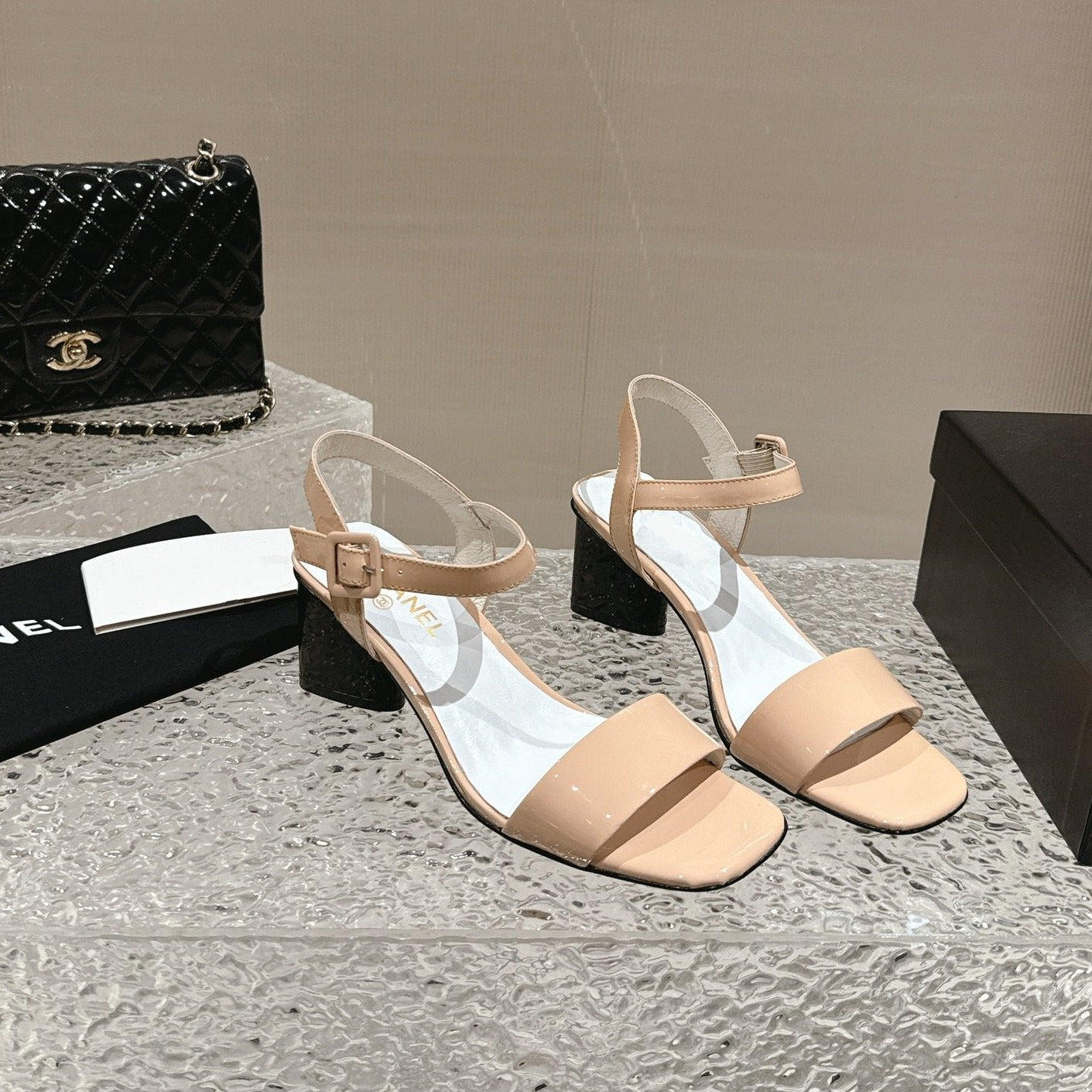 zCHANE.L Slingbacks Sandal 60 White Beige Patent Calfskin