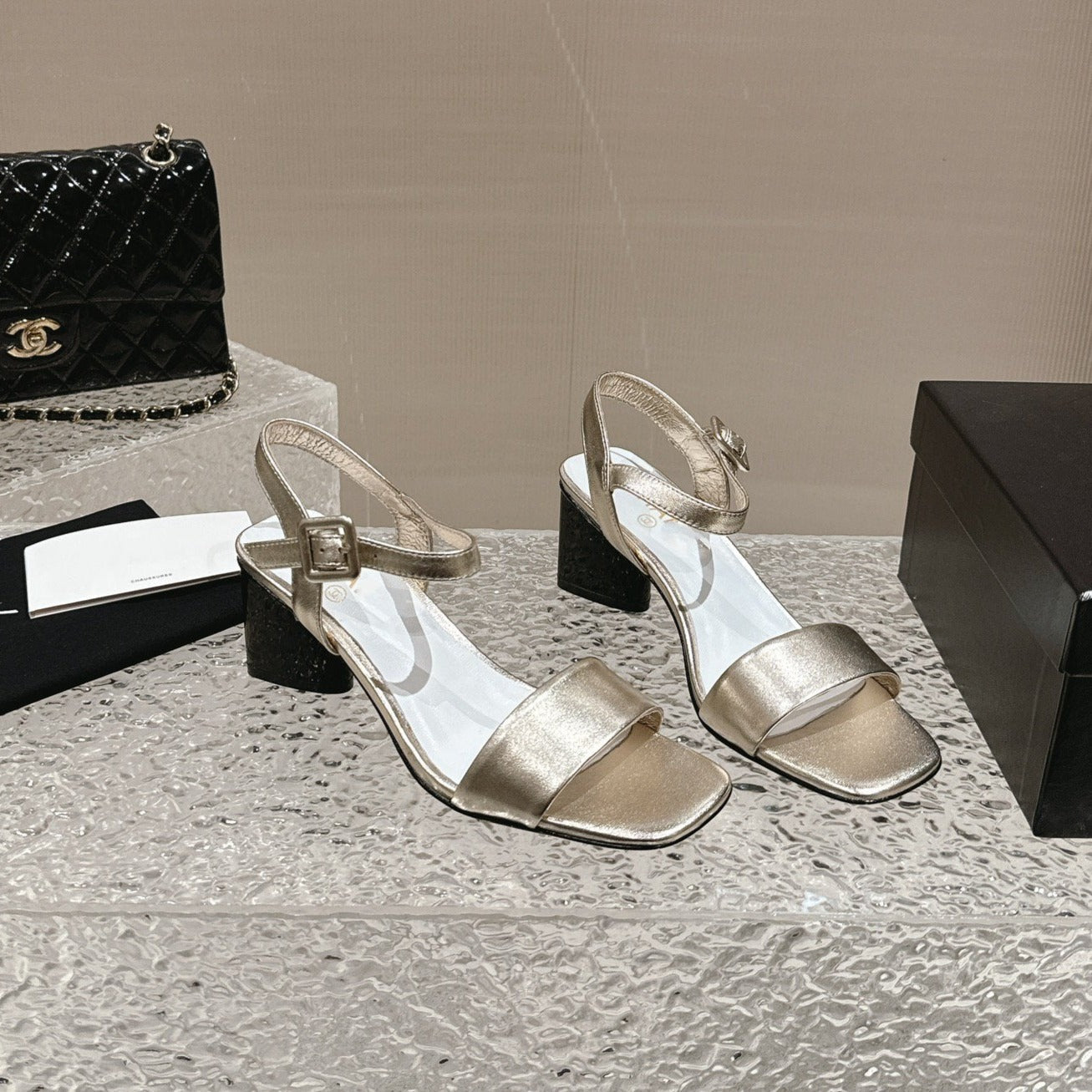 zCHANE.L Slingbacks Sandal 60 White Gold Metalic Lambskin