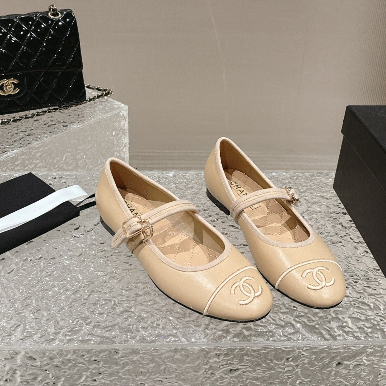 zCHANE.L Mary Janes Beige Calfskin