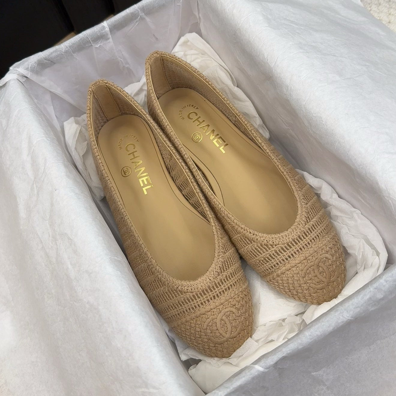 zCHANE.L 25 Ballet Flat Beige Raffia