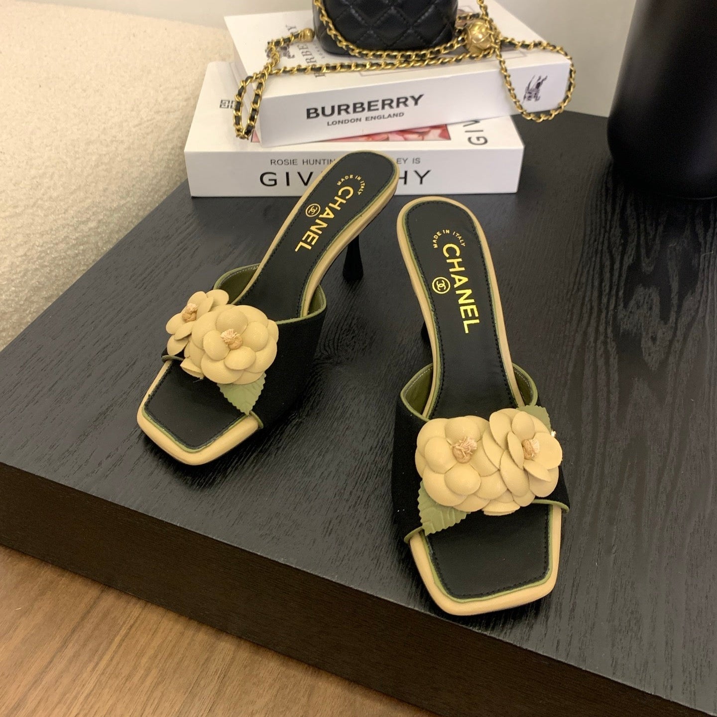 zCHANE.L 25 Mules Green Black Lambskin 288773